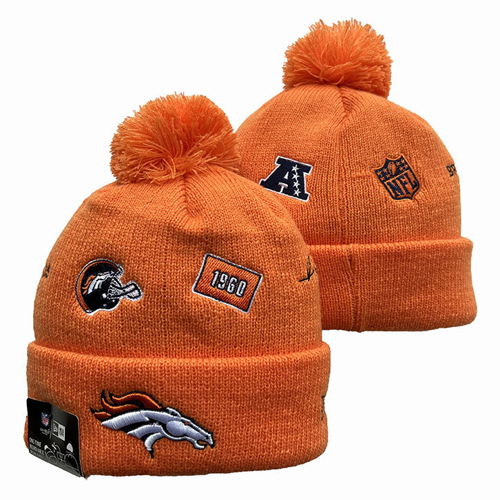 New Era Orange Denver Broncos Cuffed Knit Hat with Pom