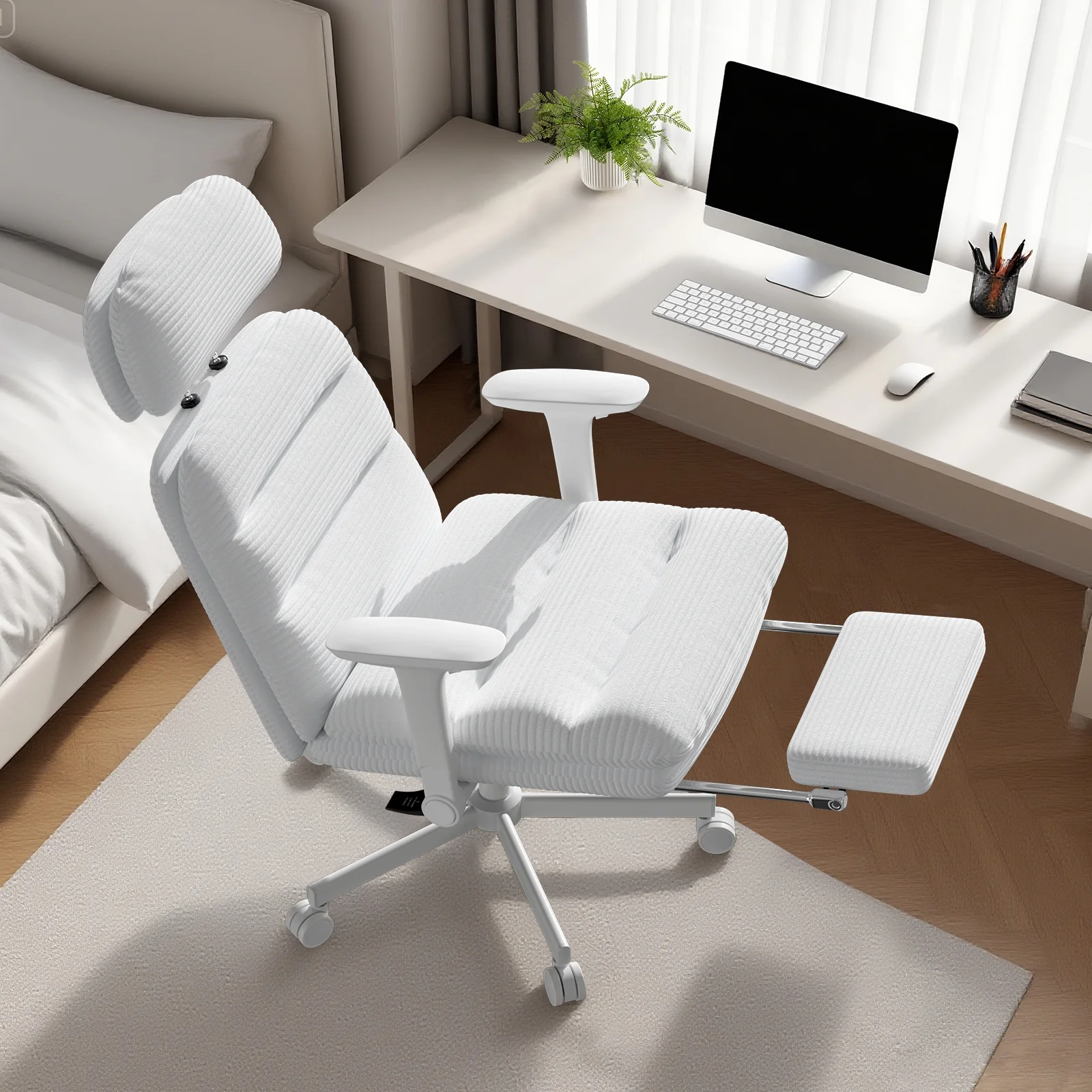 Ninecer Ergonomic Office Chair with Footrest, Big and Tall Computer Desk Chair for Adults, Adjustable Swivel Chair with Headrest Lumbar Support, Black
