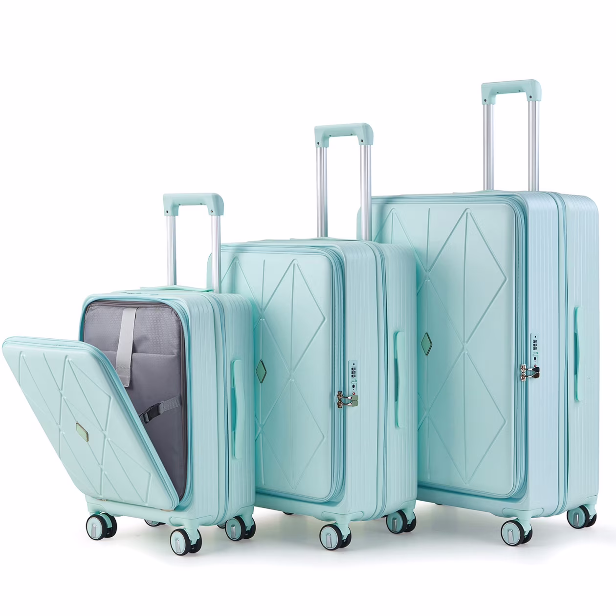 3 Piece luggage sets, Expandable Luggage 20/24/28 Inches with TSA Lock, PC Hardshell Luggage with Front Compartment, Airline Approved, Pink