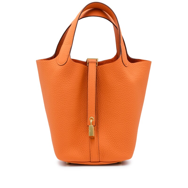 Orange Clemence Picotin Lock 18 Gold Hardware