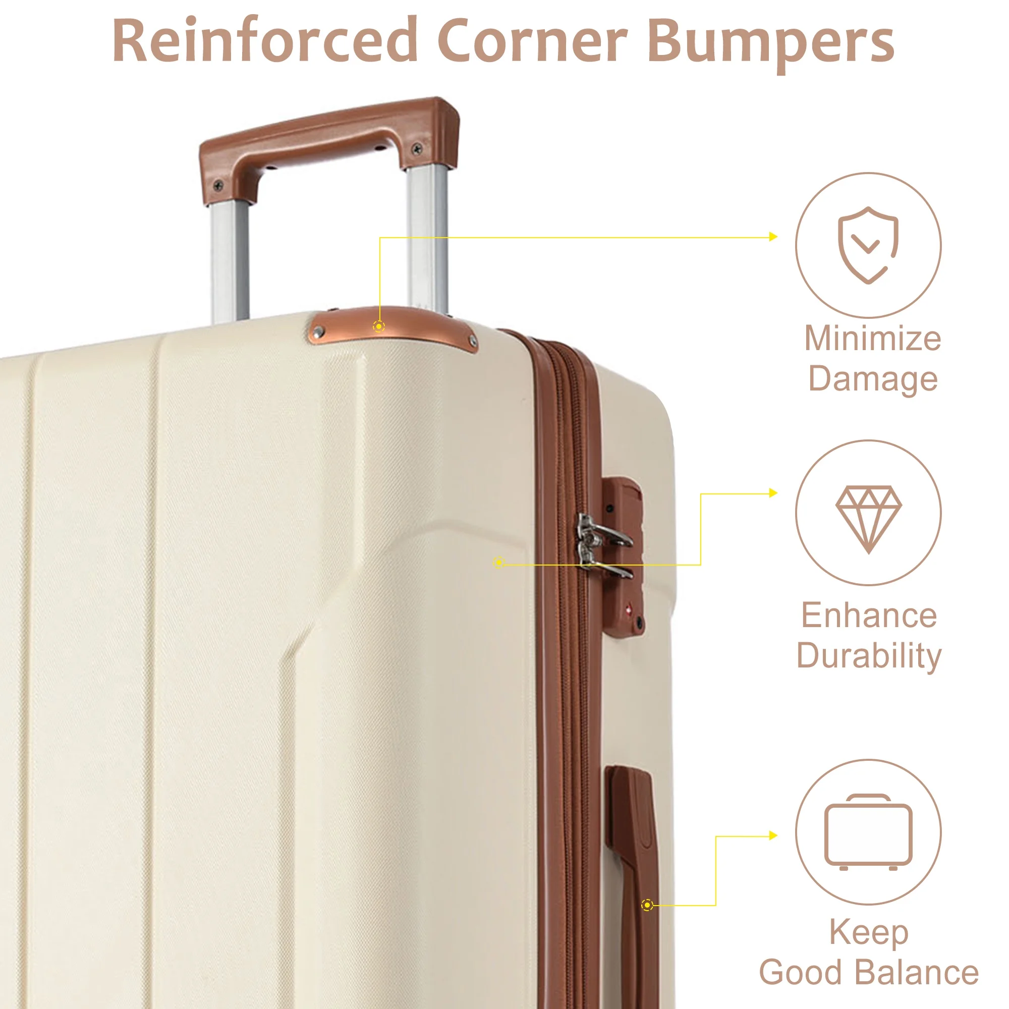 EUROCO 3 Piece Luggage Set, Expandable Hardshell Suitcase with TSA Lock and Double Spinner Wheels,ABS Lightweight Durable Travel luggage Set(20