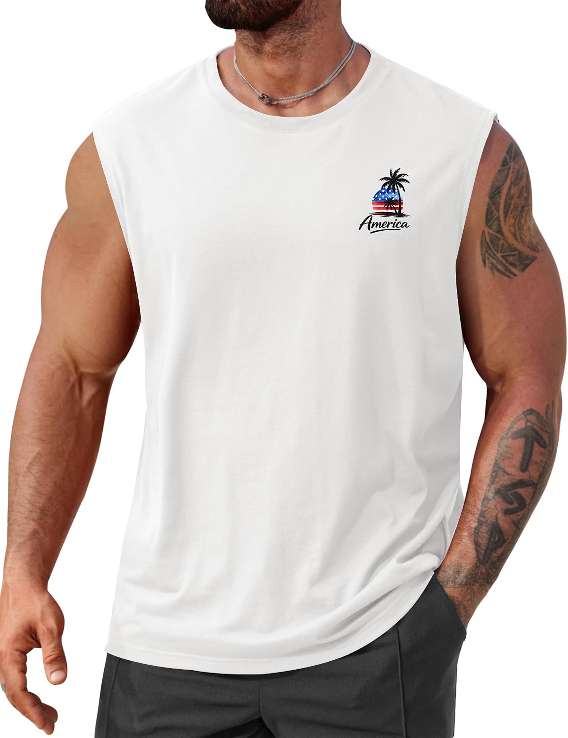 Men's Beach Summer Tank Tops Palm Tree Graphic