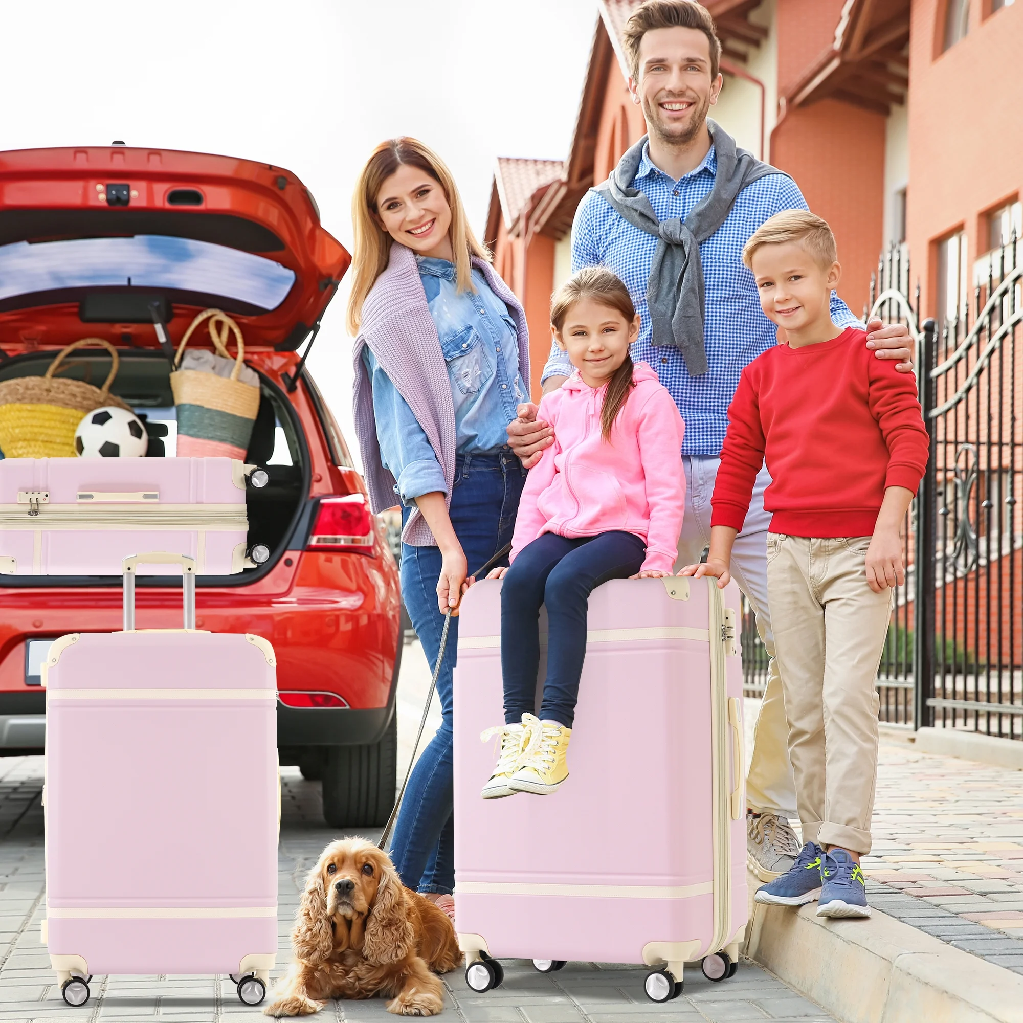 EUROCO 4-Piece Luggage Sets,Hardside Expandable Carry On Suitcase with TSA Lock,Cosmetic Case and Double Spinner Wheels,Lightweight Travel Luggage(20