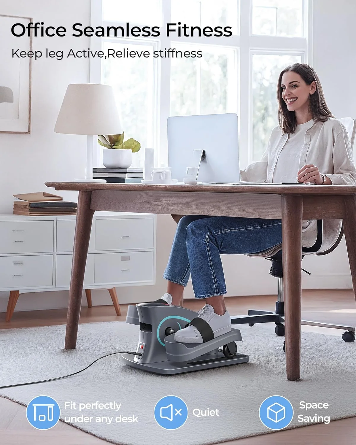 UPGO Under Desk Ellipticals Electric, Elipse Leg Pedal Exerciser for Seniors Fully Assembled, Seated Pedal Exerciser with Remote Control & Non-Slip Pedals