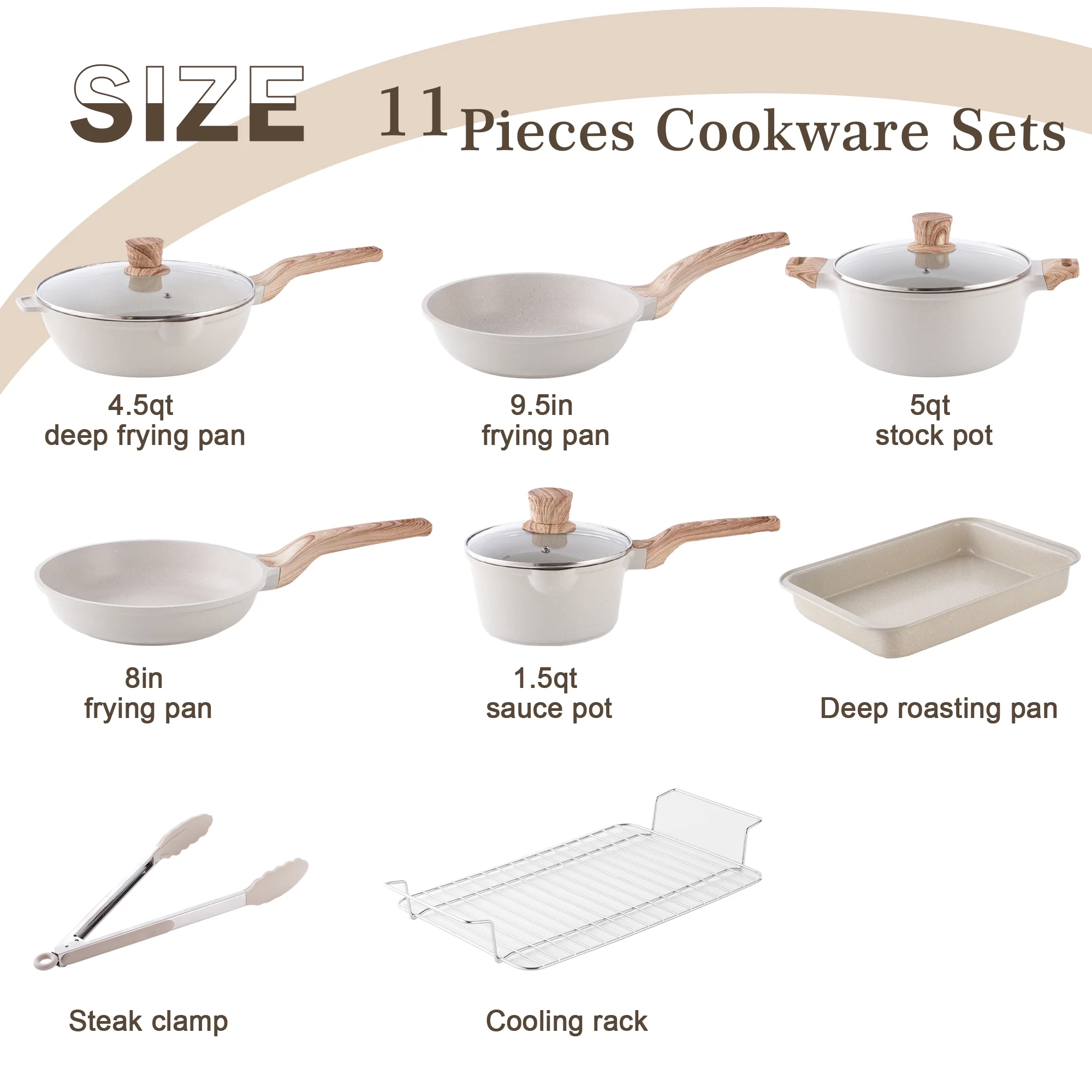 Caannasweis 10 Pieces Nonstick Cookware Sets Kitchen Induction Pots and Pans with Baking Pan Set