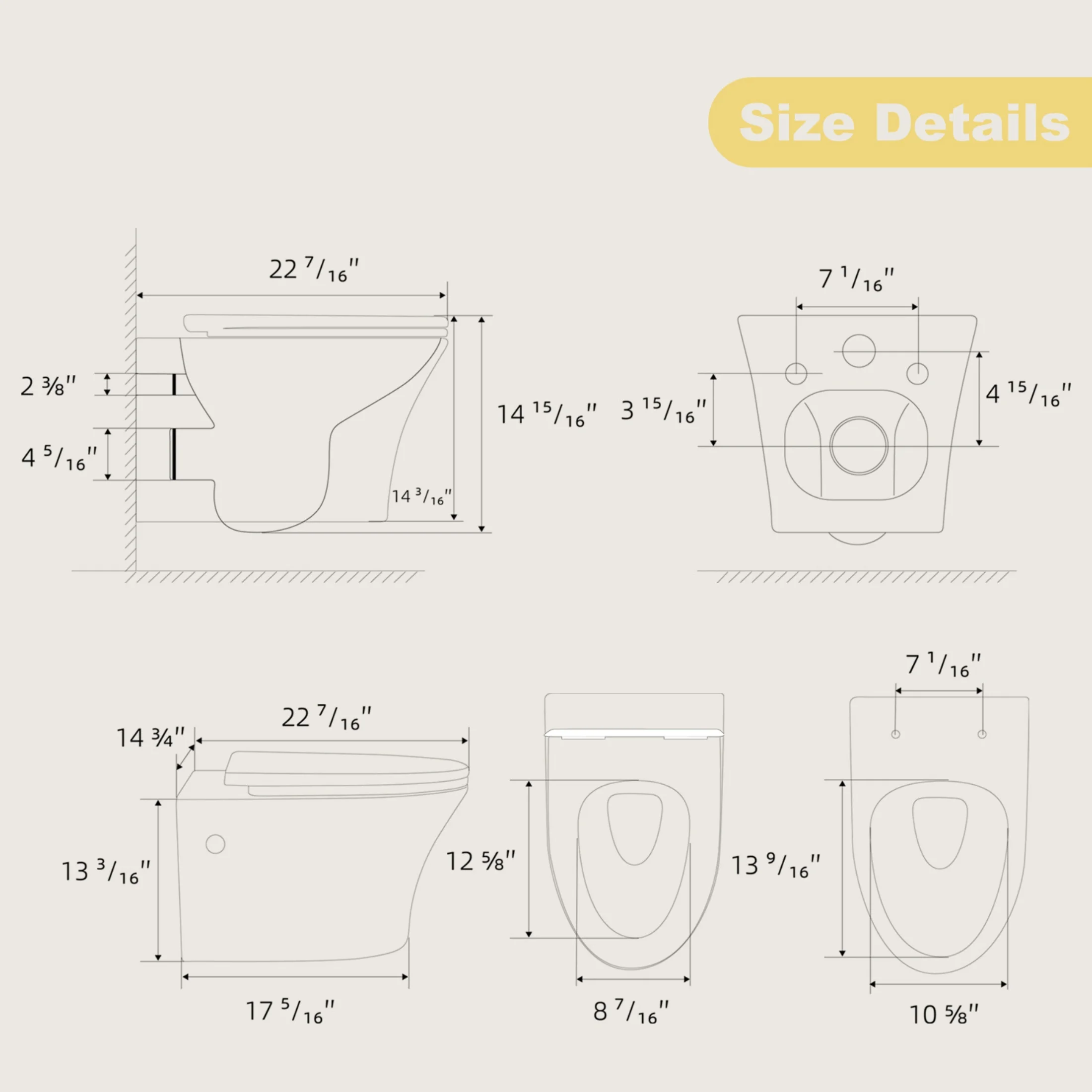 Los Flexi Compact Wall-Mount Toilet Set - Round Bowl, In-Wall Tank, Tornado Flush, Actuator Plate Included