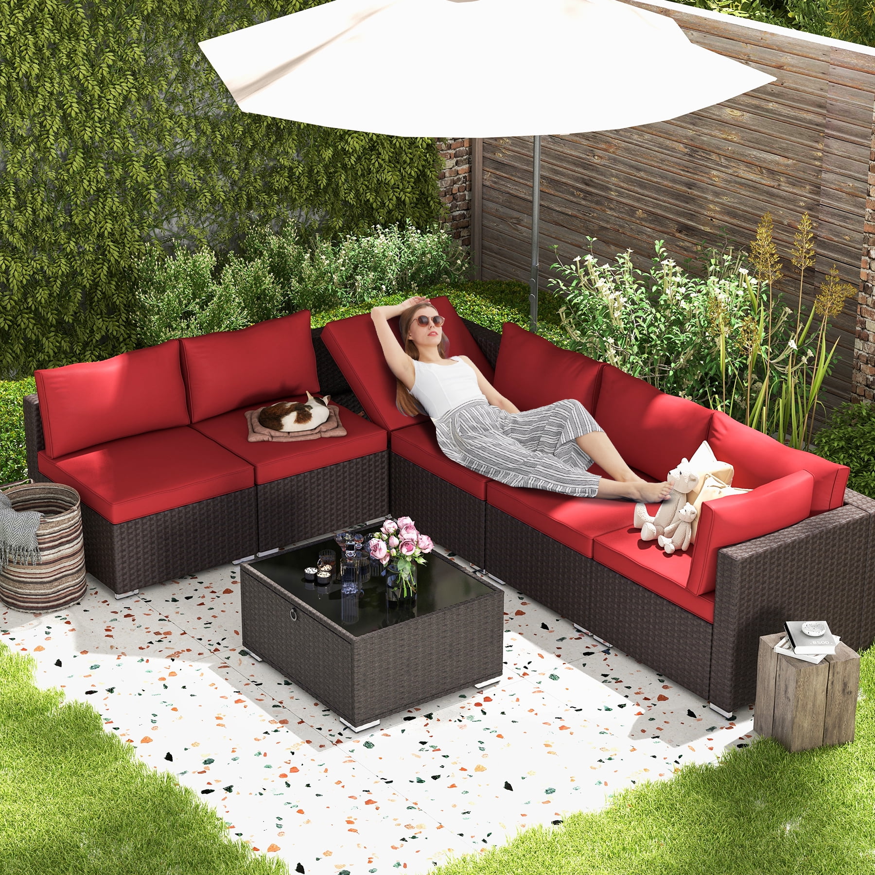 HOMREST 7 Pieces Outdoor Patio Furniture Set with 44