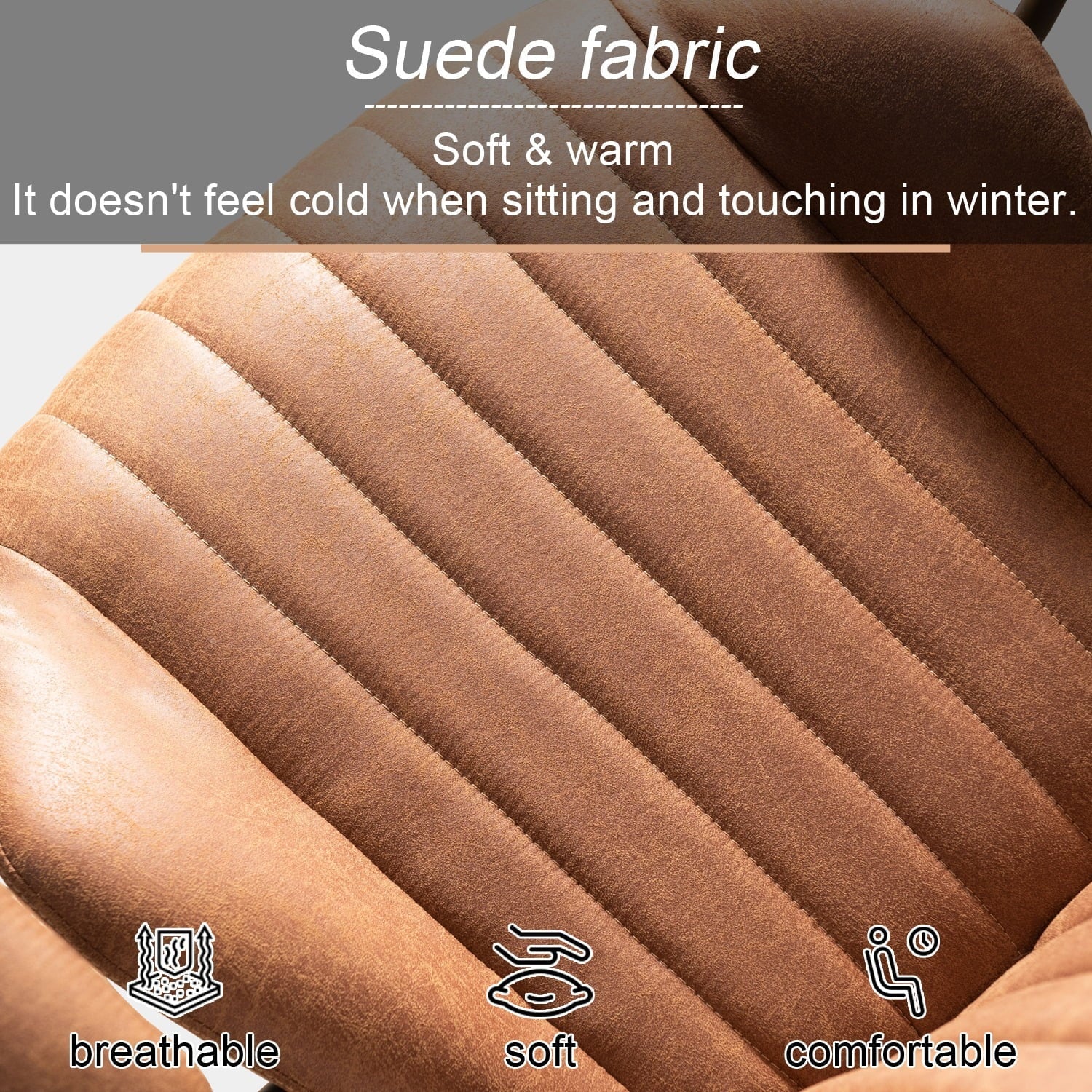 Ovios Ergonomic Office Chair Modern Computer Desk Suede Fabric Desk Chair with Lumbar Support for Home Office