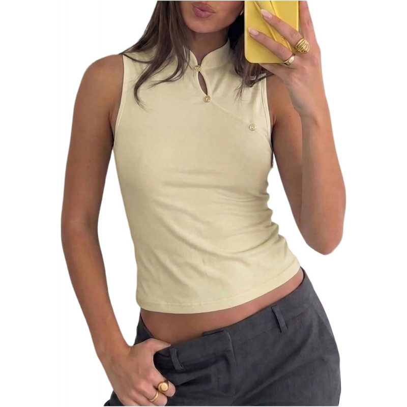 Women's Summer Cheongsam Top Mock Neck