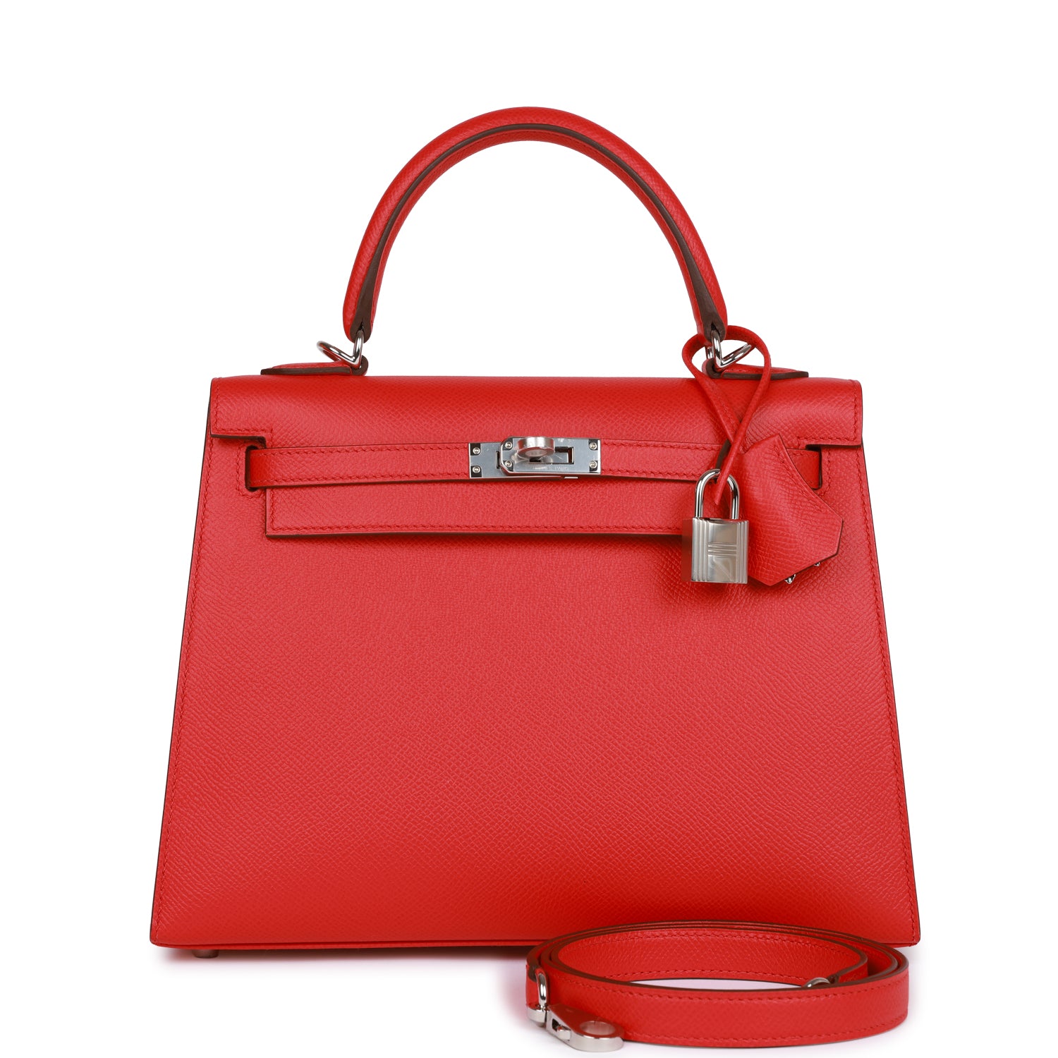 Kelly Sellier 25 Rouge de Coeur Verso Epsom Palladium Hardware