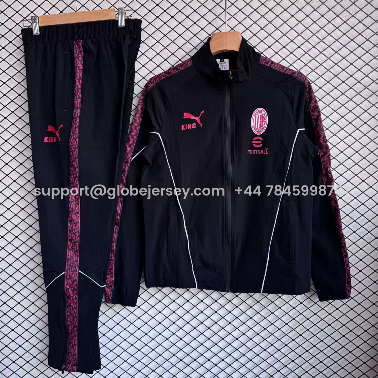 AC Milan 25-26 Windbreaker Training Set - Red Black Top and Pants