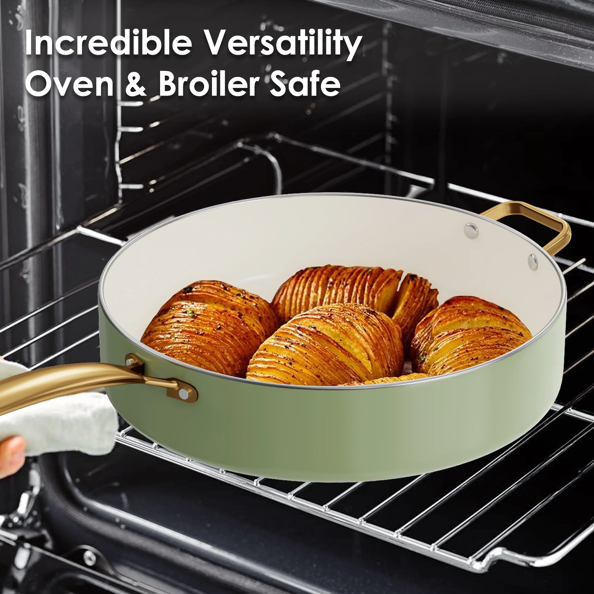 Caannasweis 15 Pieces Ceramic Cookware Sets, Nonstick Pots and Pans Lightweight Cookware Set with Cooking Utensils Set