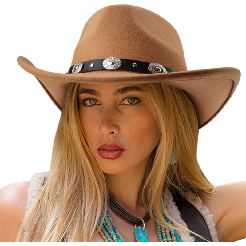 Women Men Classic Felt Wide Brim Western Cowboy