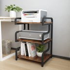 Natwind 3-Tier Printer Stand with Wheels Movable Storage Cart Floor-Standing Printer Cart Multi-Purpose Shelf Rack for Media Player (White)