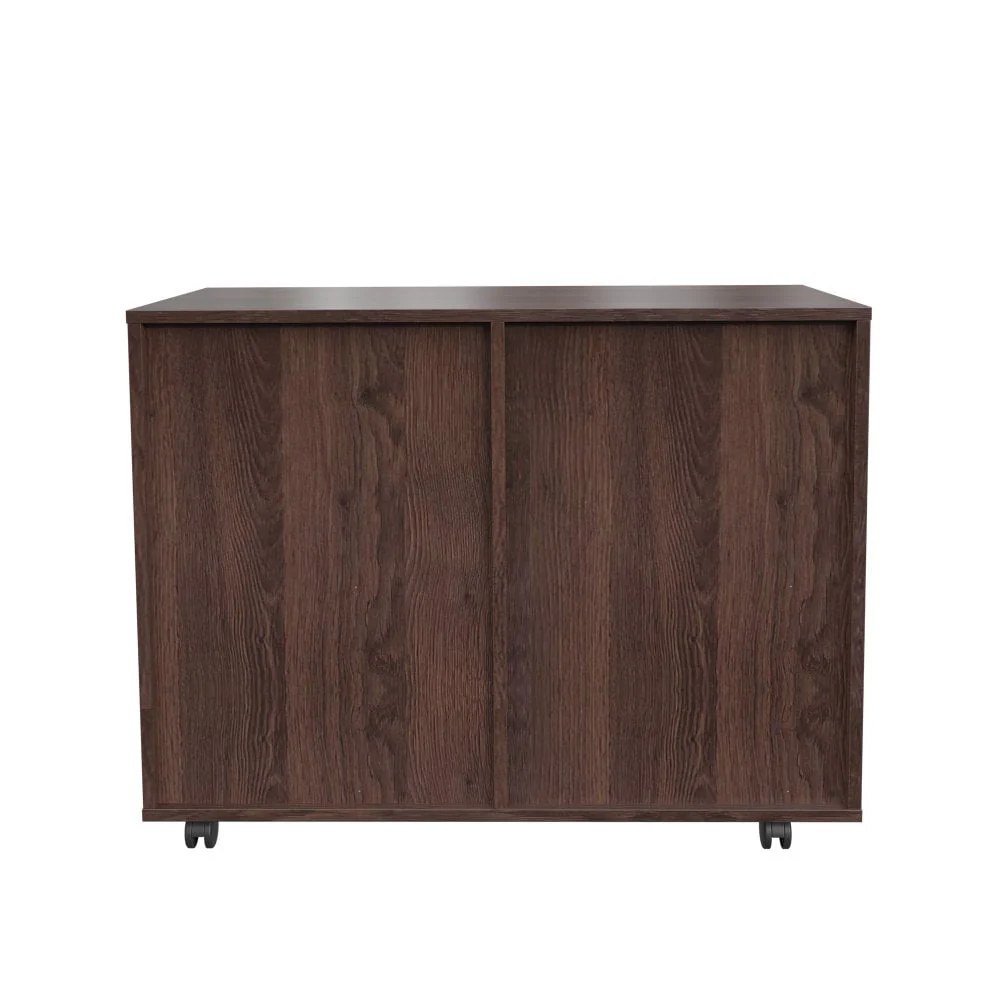 Hassch Mobile Lateral Filing Cabinet Office Wood File Cabinet with Coded Lock Printer Stand with Storage Open Shelves, Brown Oak