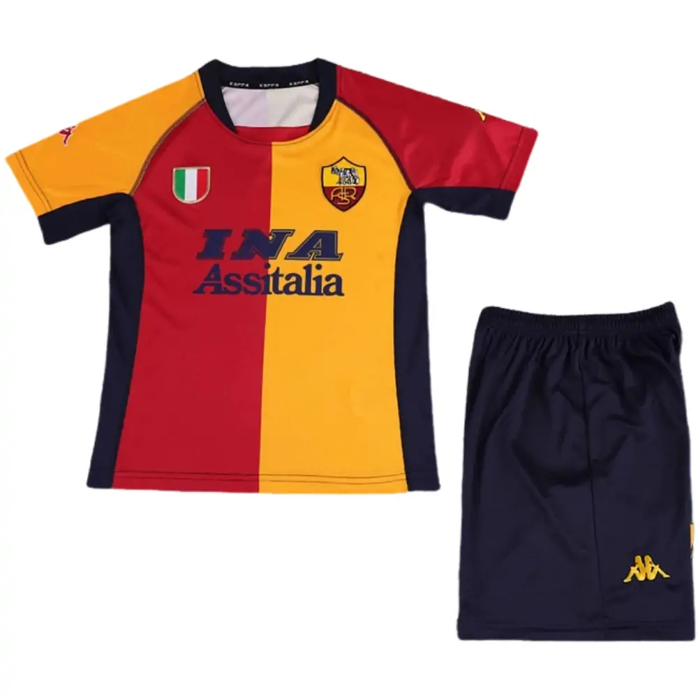 2000-01 Roma Home Stadium Retro Children's Jersey Set - Fans Edition