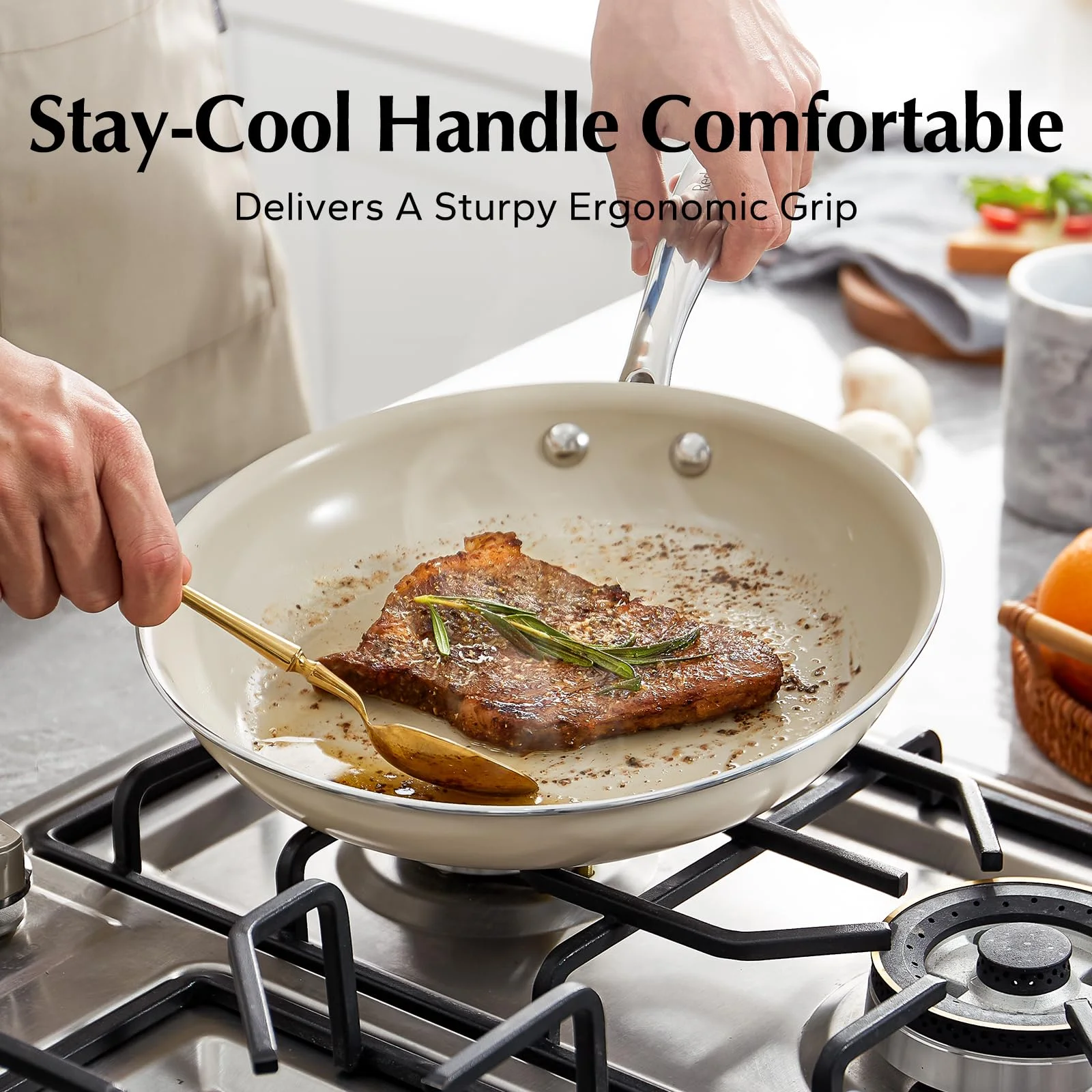 Redchef Non Stick Ceramic Frying Pan Set Ceramic Pans for Cooking Stainless Steel Handle