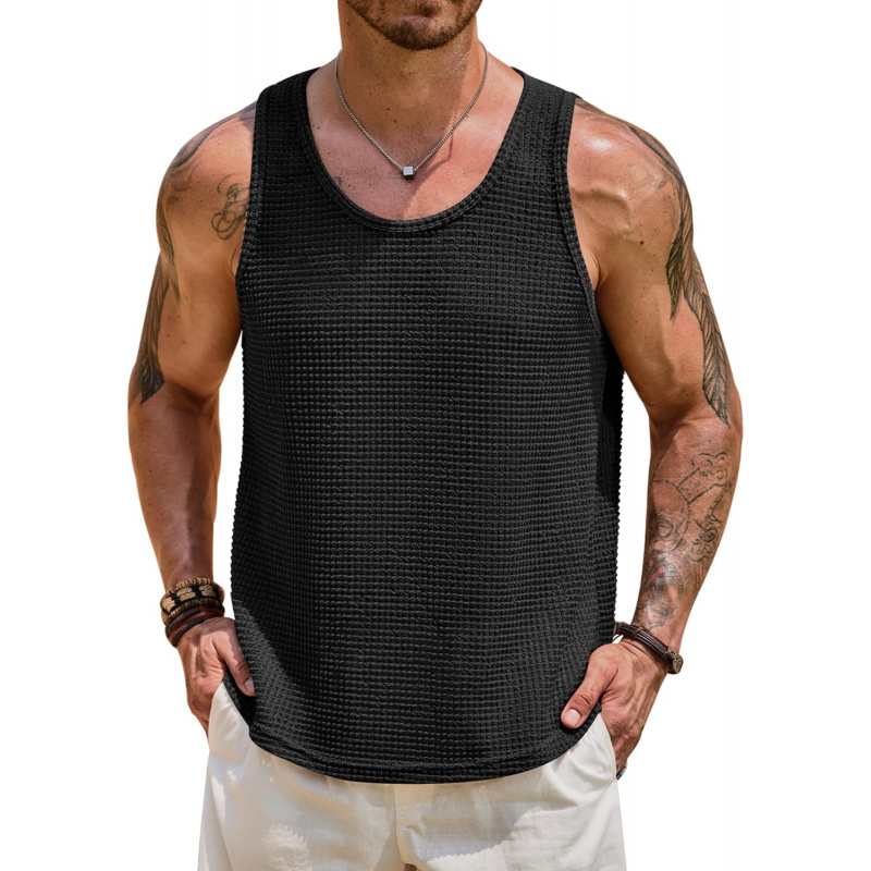 Men's Hollow Out Tank Top Vacation Summer See