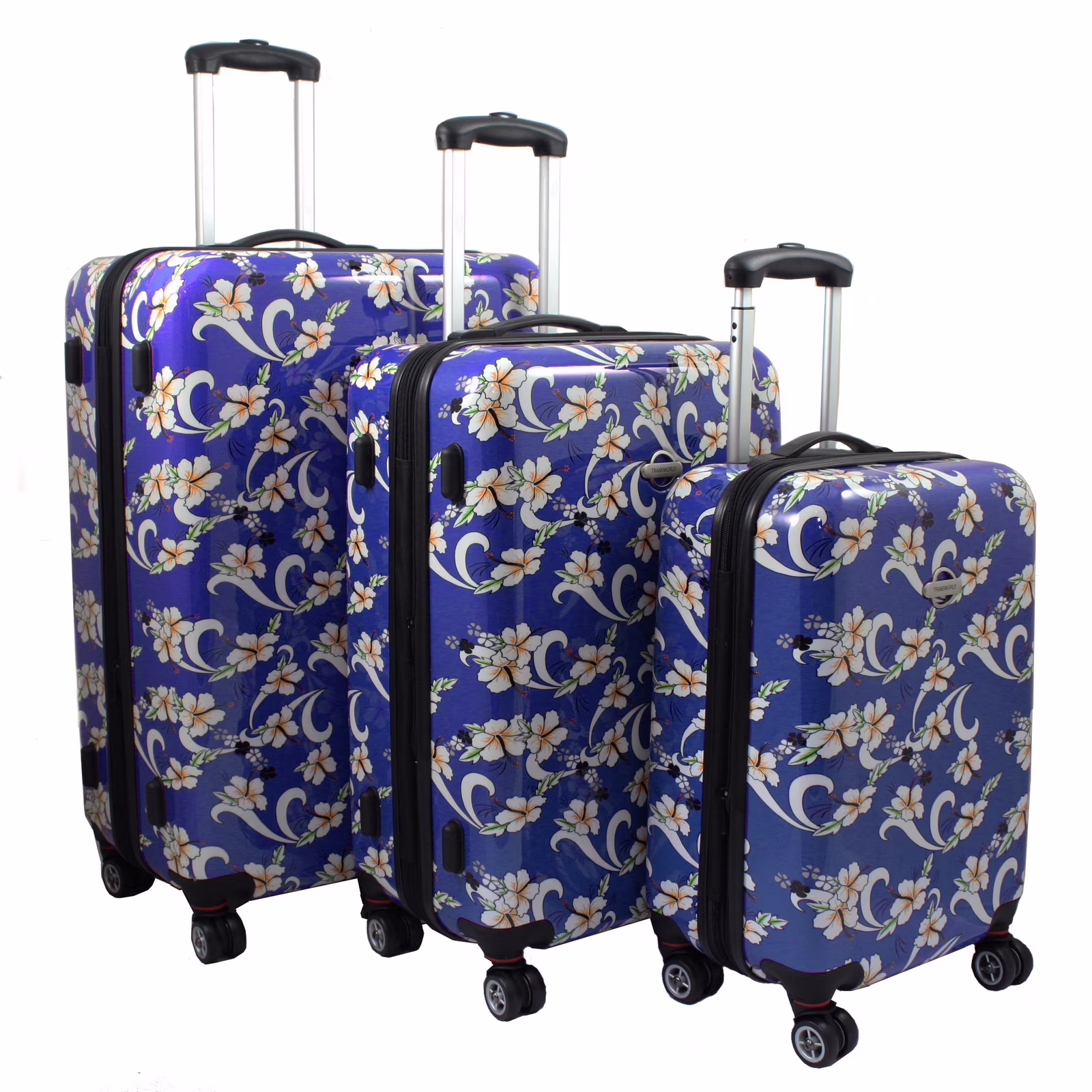 ecWorld Enterprises, Inc. Sky Blue Tropical Flower 3-piece Lightweight Expandable Hardside Spinner Luggage Set