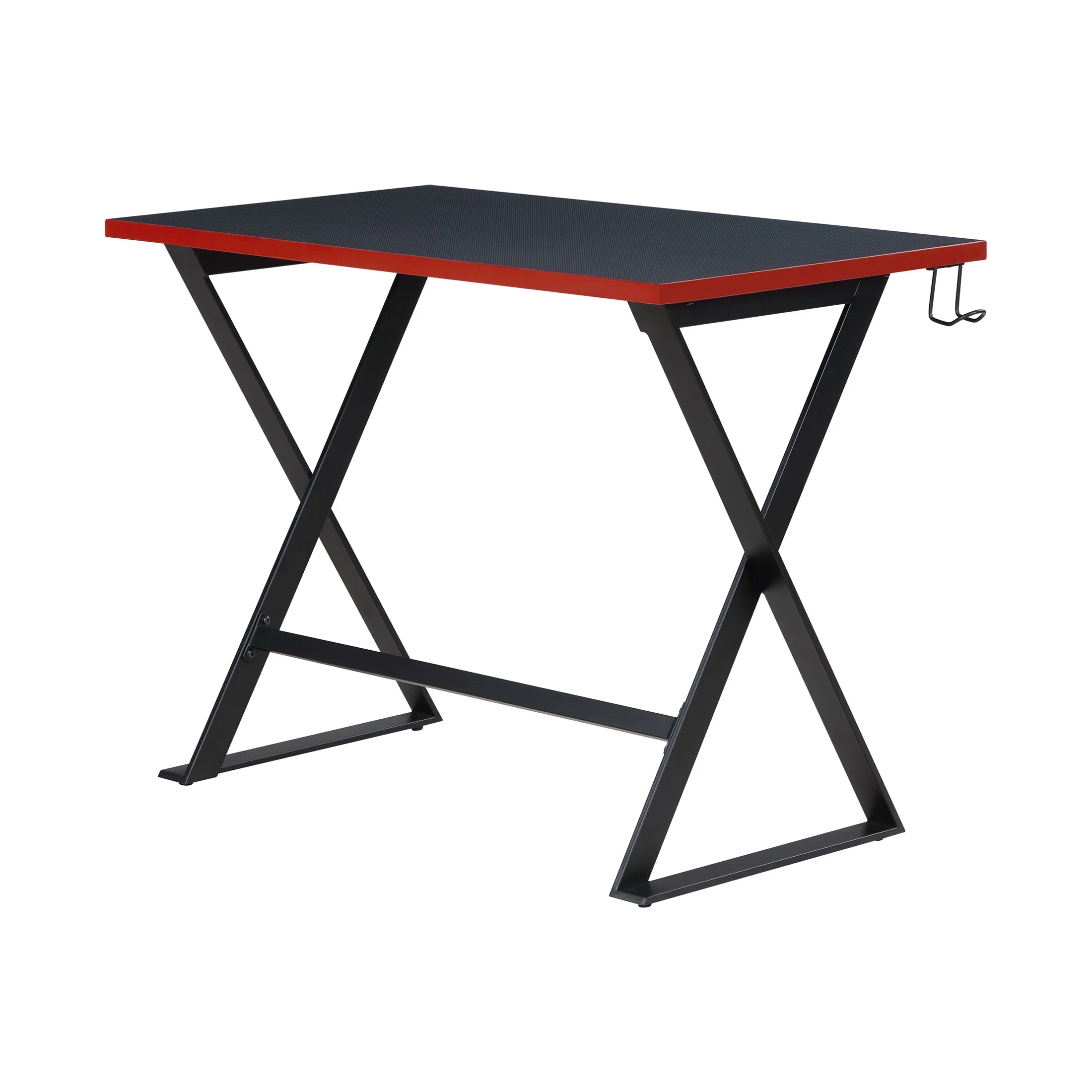 Gamer Gear Jr. Gaming Desk with LED Lighting, Teens and Kids, Red and Black