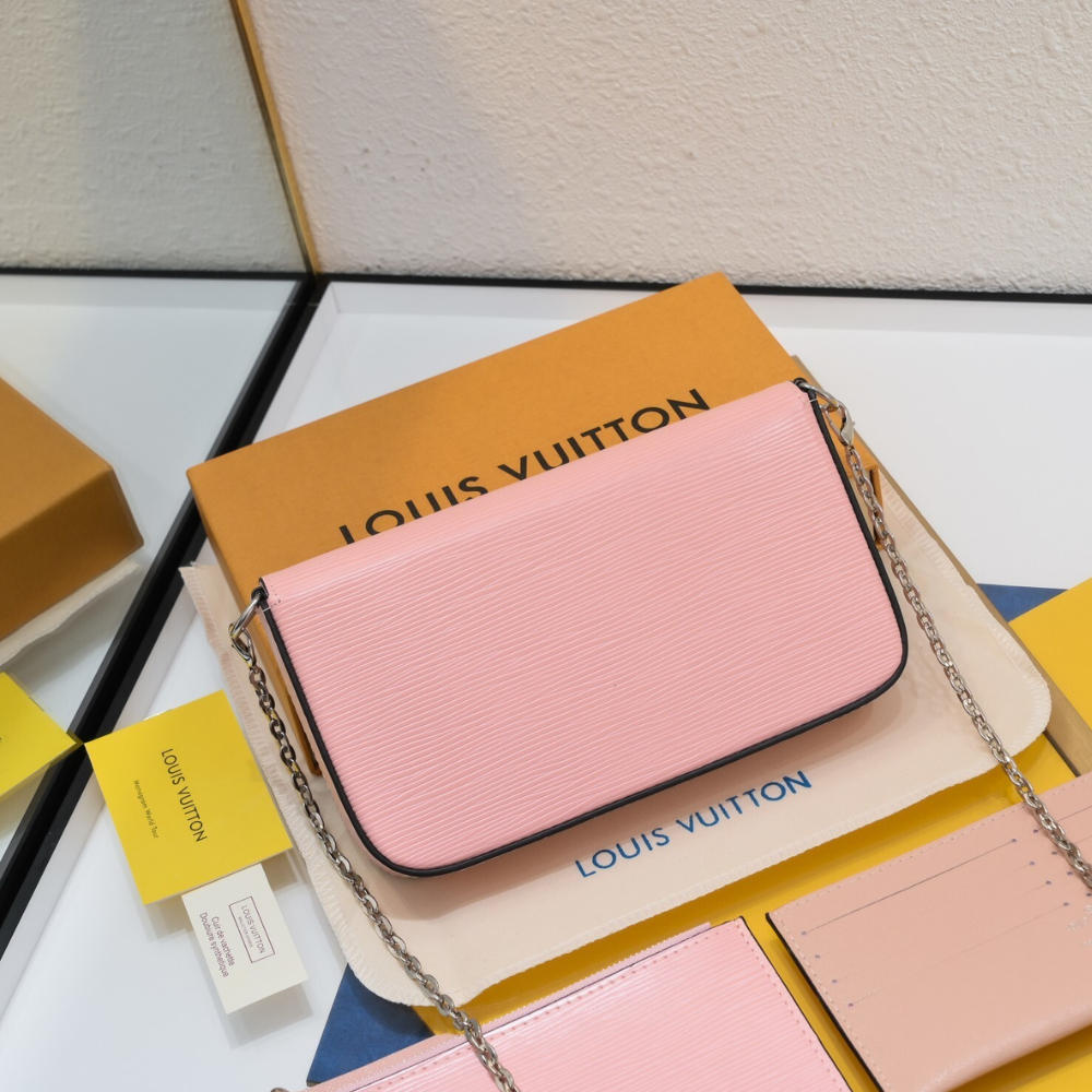 Louis Vuitton Félicie Pochette Epi Rose Ballerine 8.3 Inches M82477