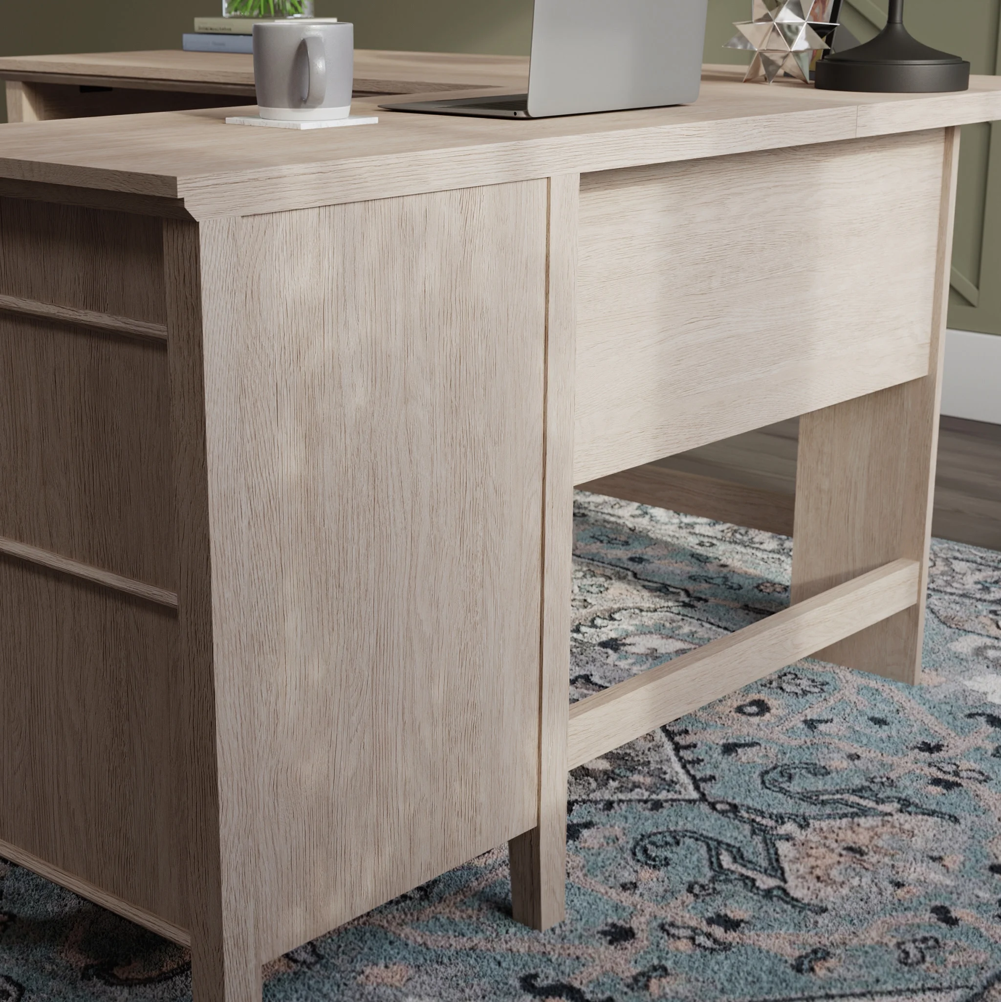 Sauder East Adara L-Shaped Computer Desk, Cascade Oak Finish