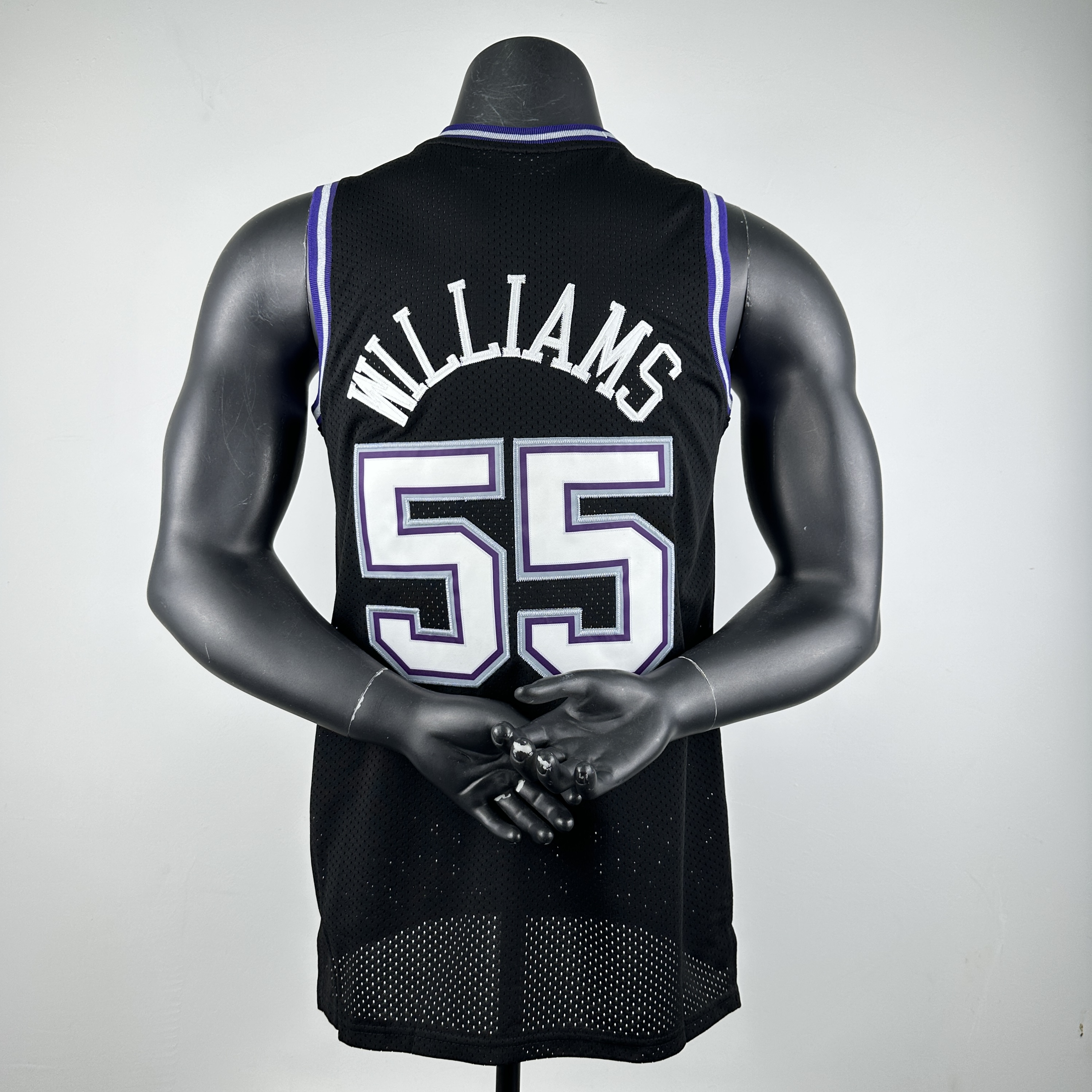 Embroidered MN Retro Jersey Kings 98/99 Season Black No. 55 Williams