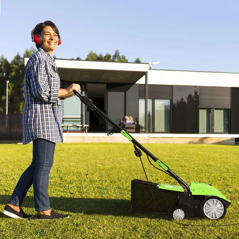 12-Amp 2-in-1 Electric Dethatcher & Weeder with Three-Position Depth Control