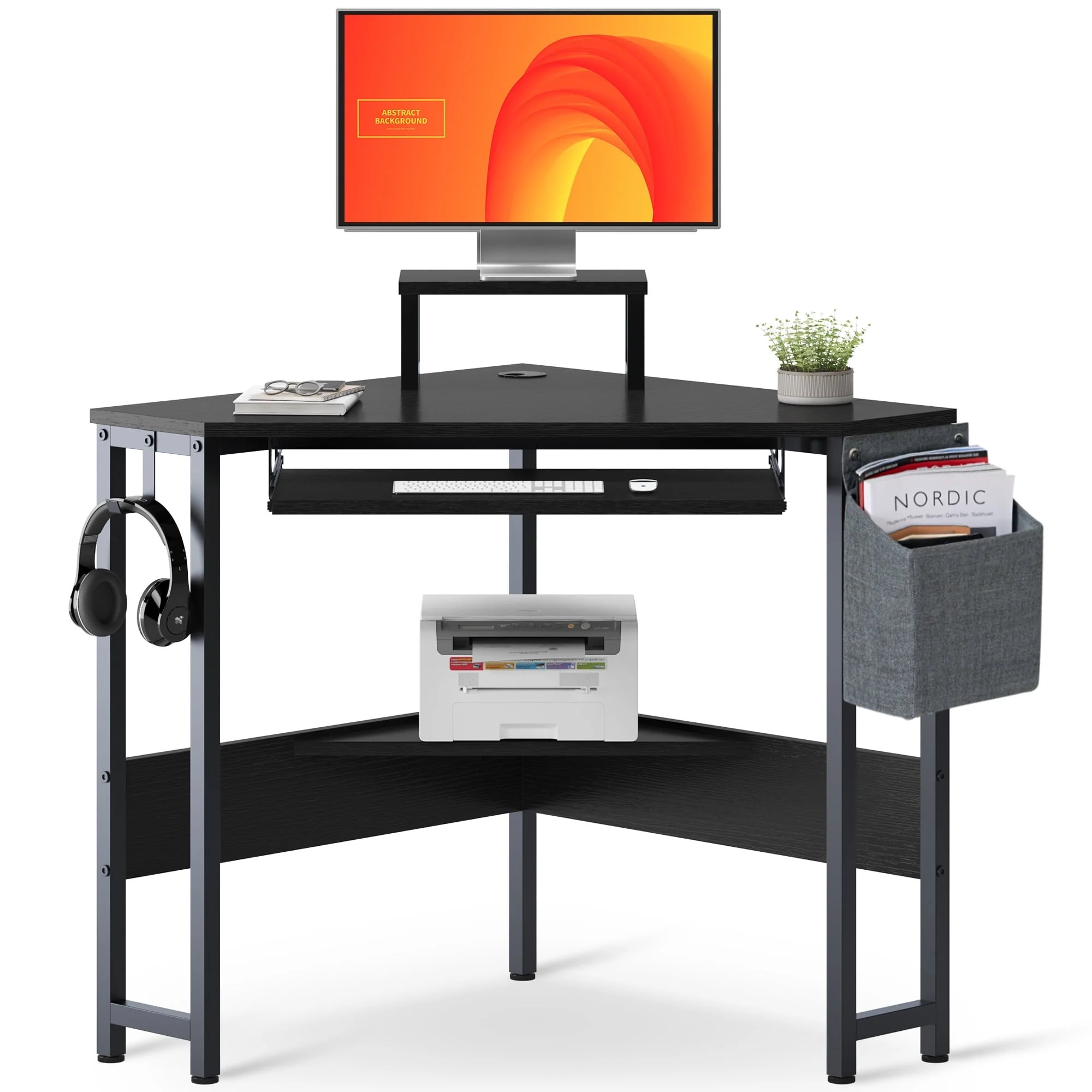 Soges Space Saving Multi-Functional Triangular Corner Desk for Office and Study