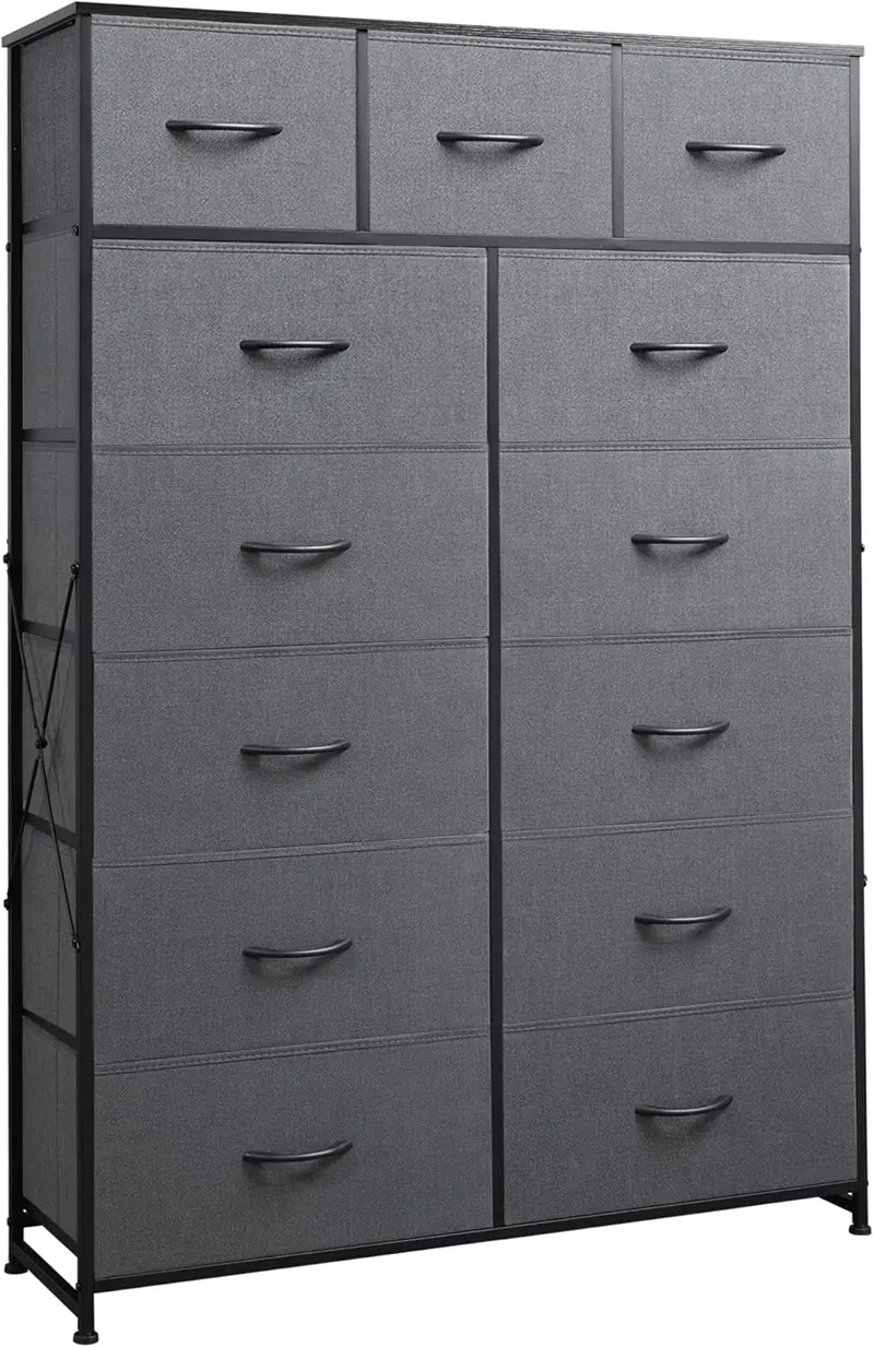 13-Bin Steel-Frame Storage Organizer – Heavy-Duty WLIVE Fabric Drawer Tower for Home & Office
