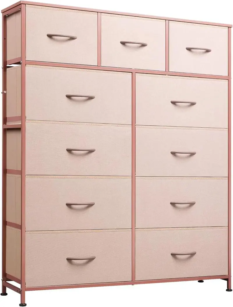 11-Bin Tall Fabric Storage Tower – Steel-Frame Organizer Unit with Stackable Drawers & Soft Bins