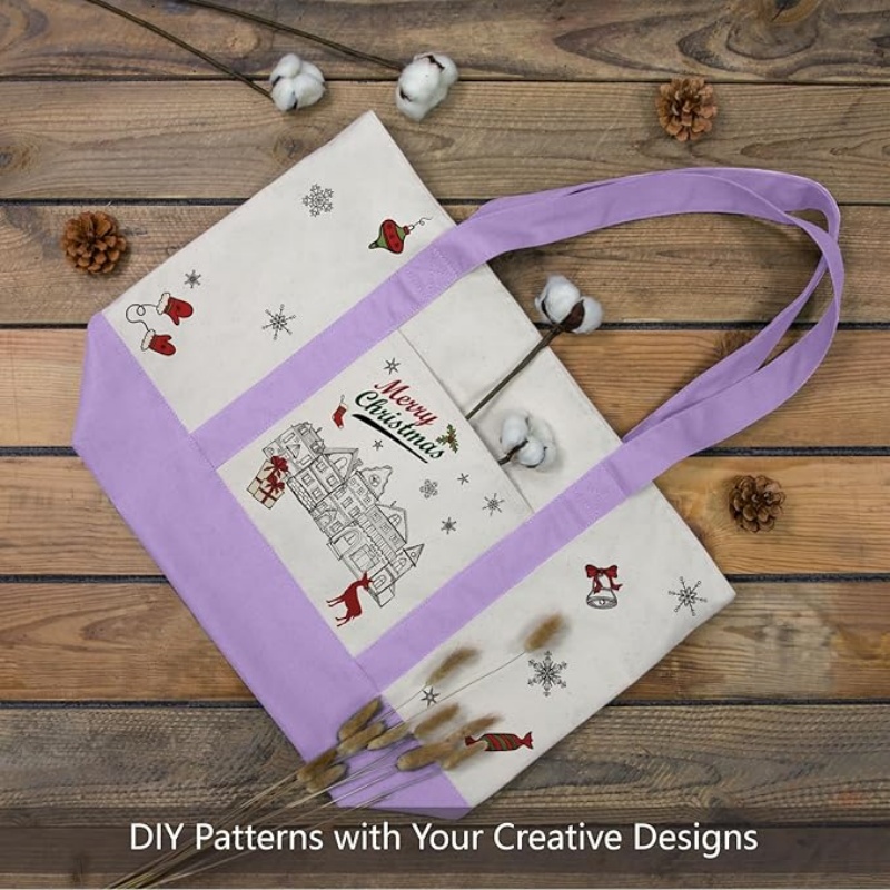 CANVORY 1-Pack Canvas Tote Bag with an External Pocket