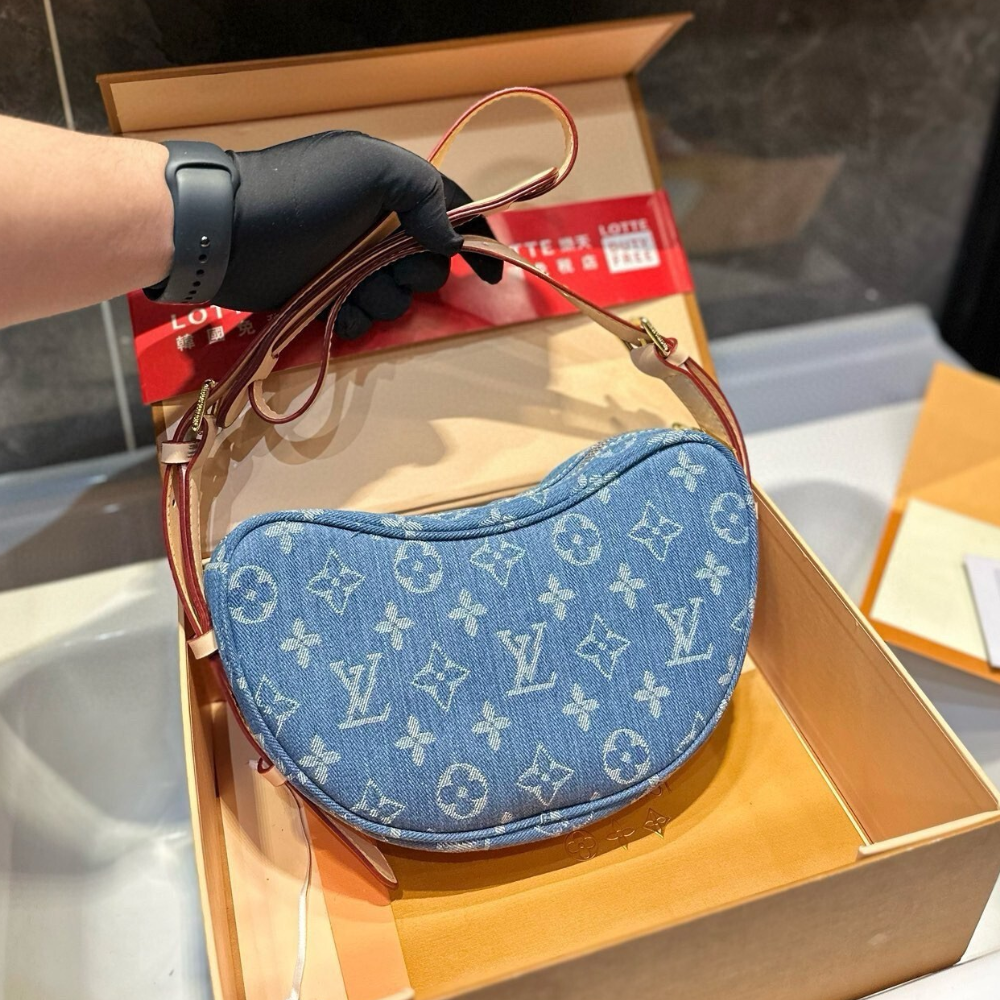 Louis Vuitton Croissant MM Denim Blue 9.8 Inches