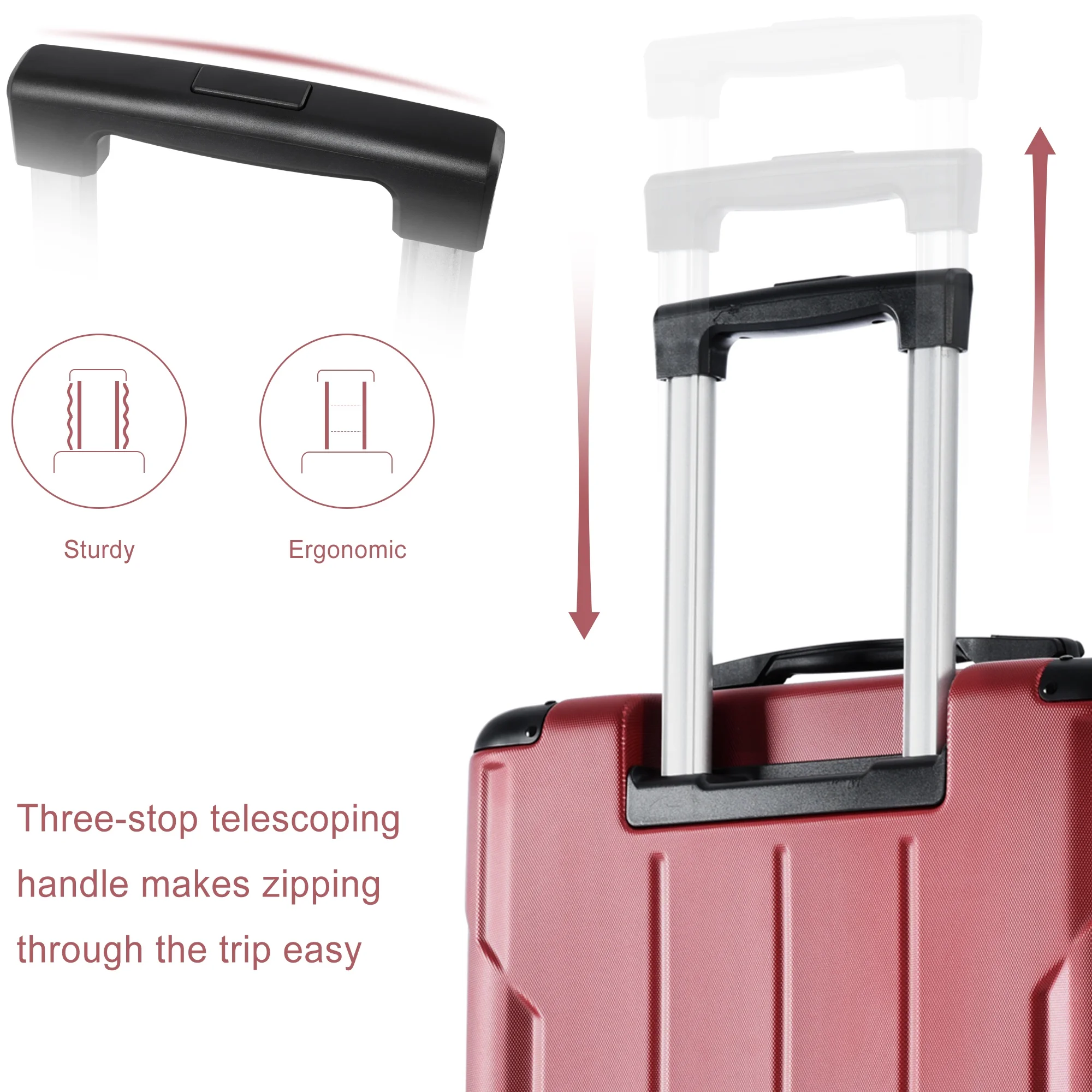 EUROCO 3 Piece Luggage Set, Expandable Hardshell Suitcase with TSA Lock and Double Spinner Wheels,ABS Lightweight Durable Travel luggage Set(20