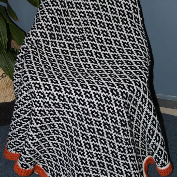 45x57 Black and White Mosaic Crochet Throw
