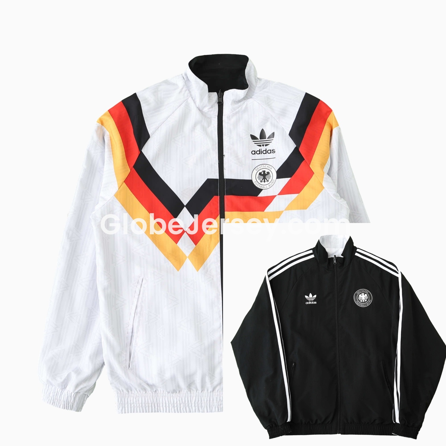 Retro Germany 1990 Double Sided Reversible Windbreaker - White & Black