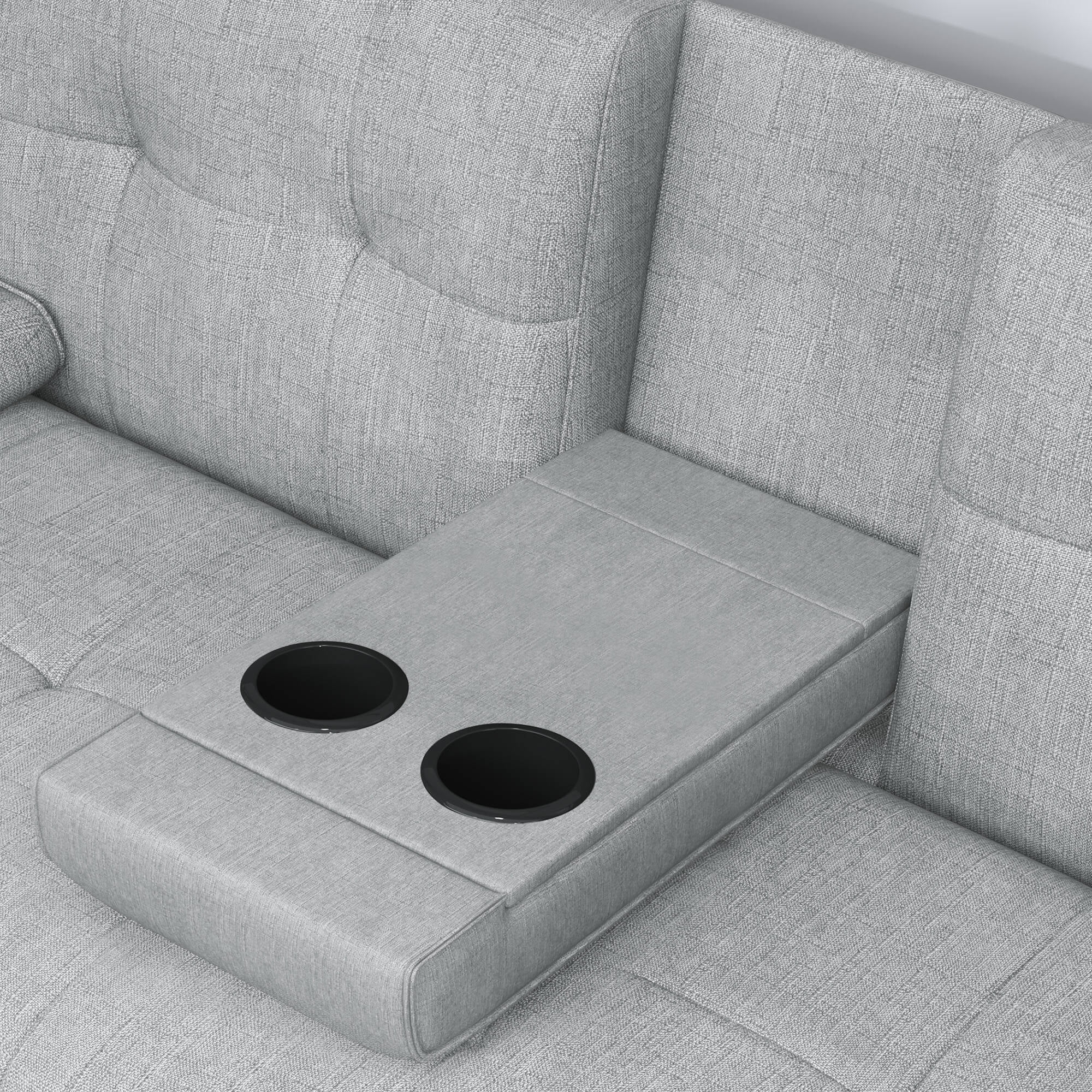 BEABA Futon Sofa Bed Modern PU Faux Convertible Couches with Cup Holder and Pillows Folding Furniture Upholstery