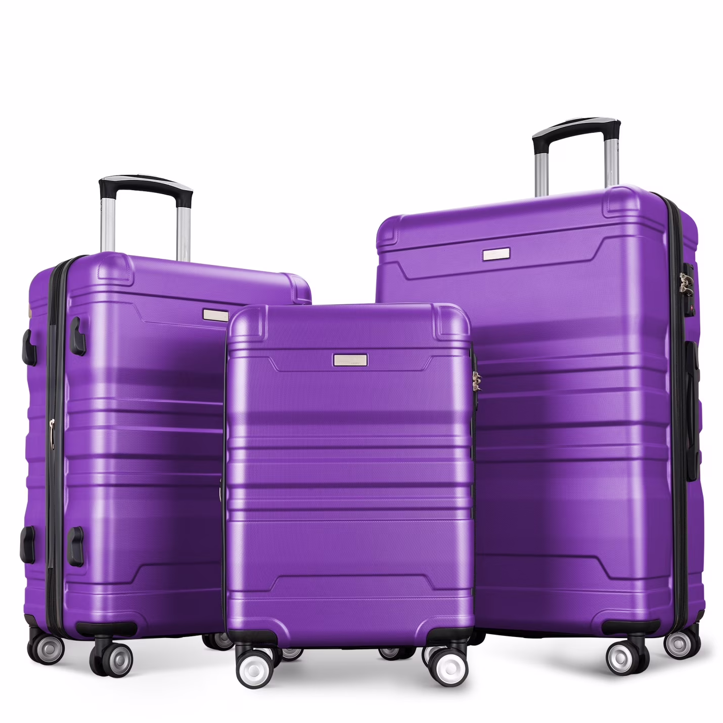 Luggage Sets New Model Expandable ABS Hardshell 3pcs Clearance Luggage Hardside Lightweight Durable Suitcase sets Spinner Wheels Suitcase with TSA Lock 20''24''28''(blue and brown)