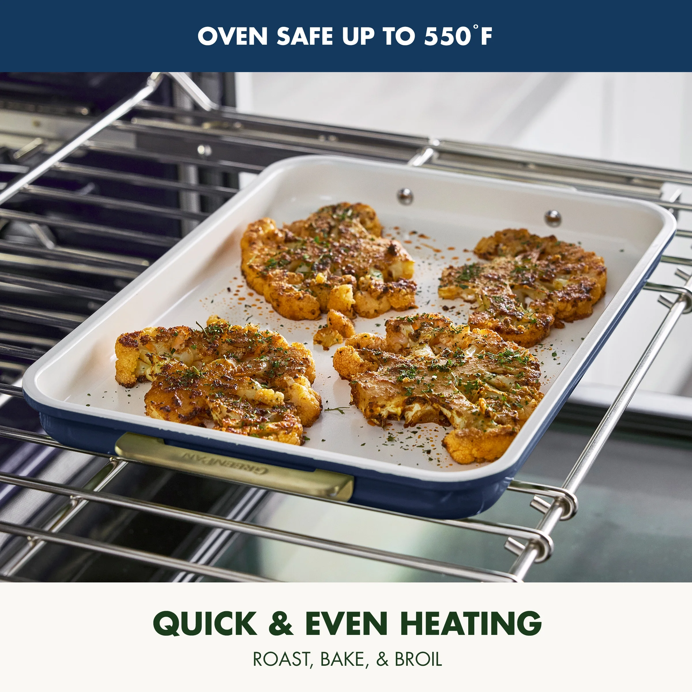 GreenPan Bakeware Set, 7 Piece Nonstick Ceramic Baking Sheets, Cake Pans, Loaf Pan, Muffin Tin, Cooling Rack, Green