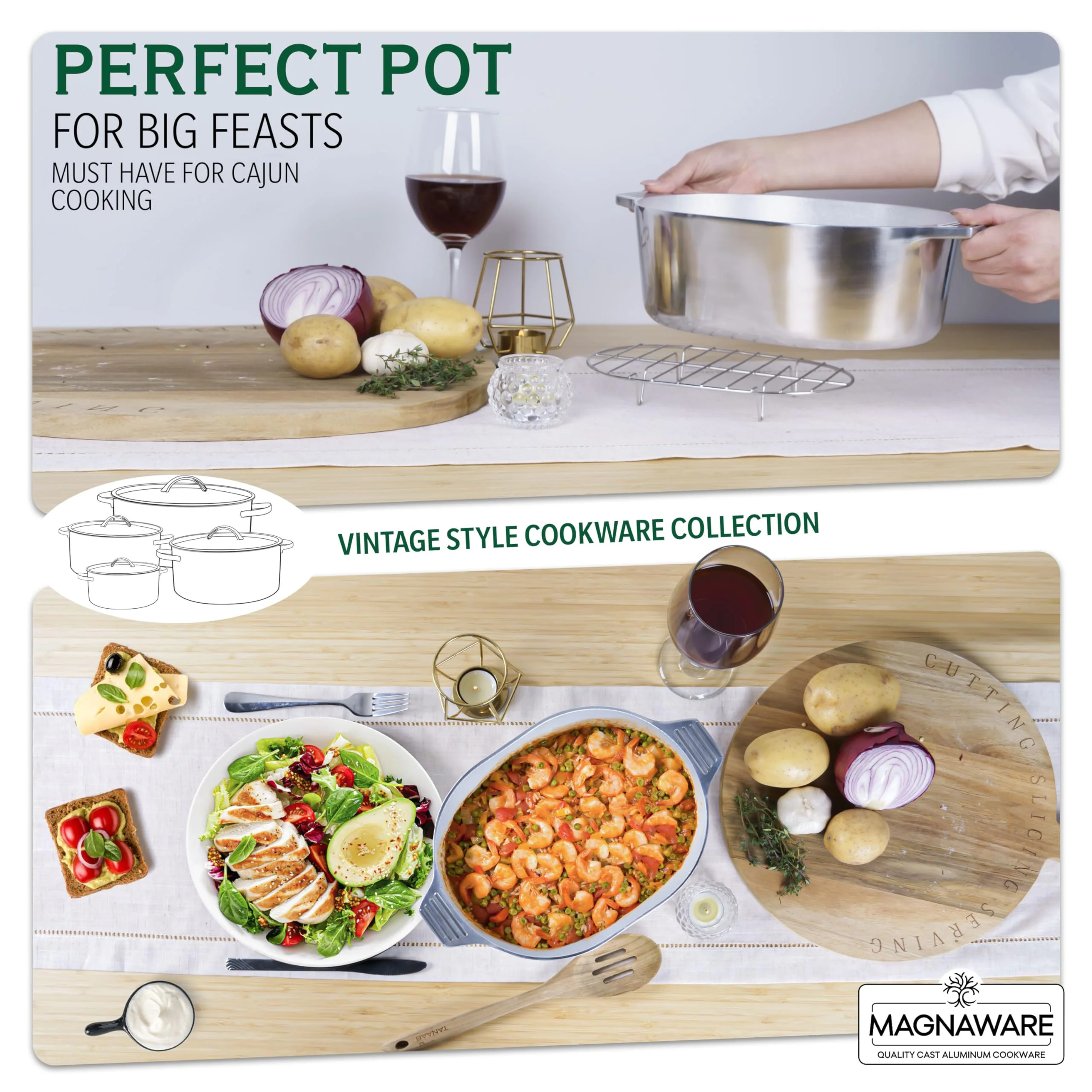 MAGNAWARE 5qt Lightweight Cast Aluminum Oval Dutch Oven, Silver