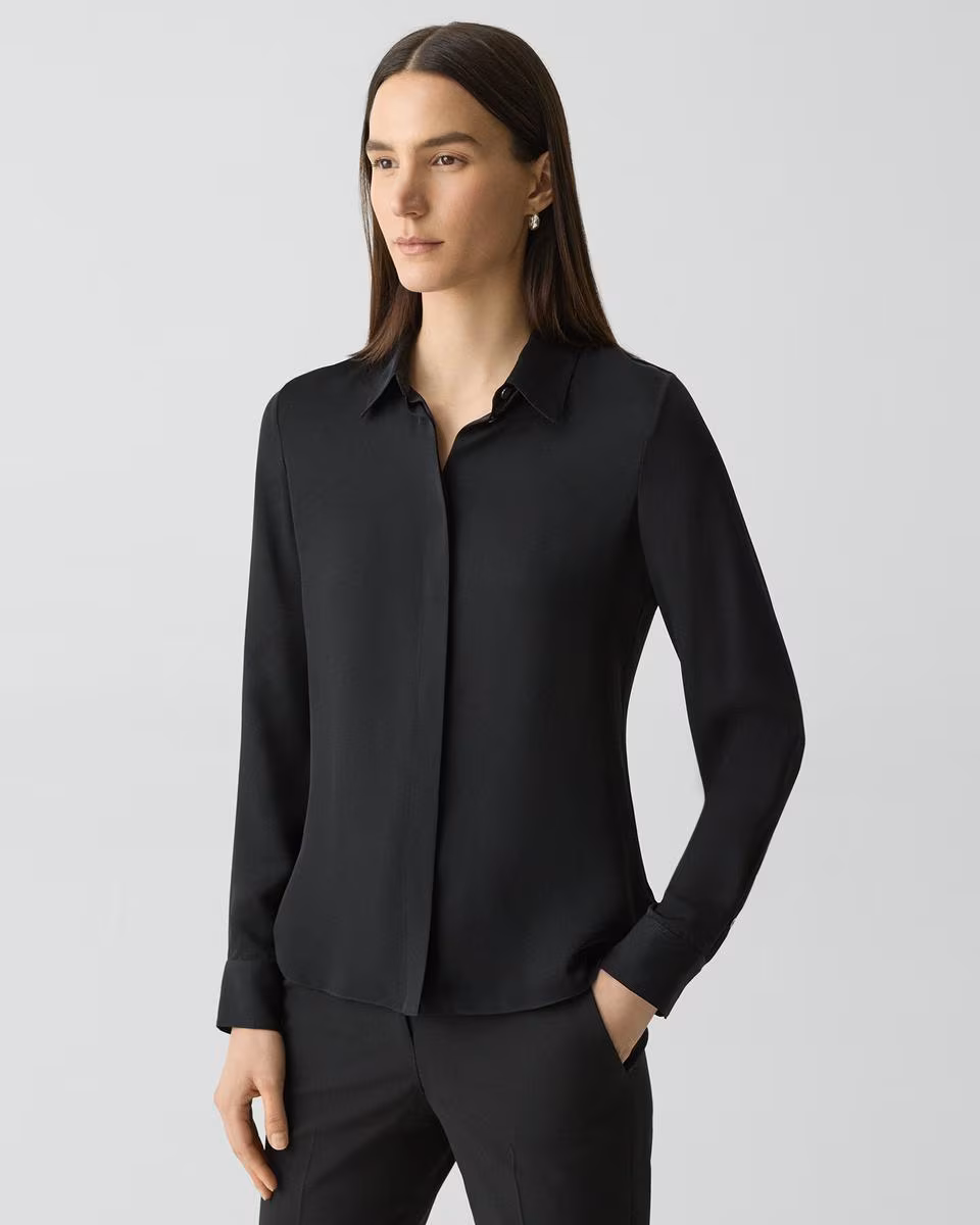 Fitted Shirt in Silk Georgette