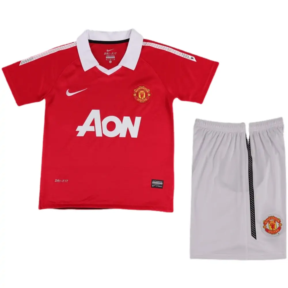 2010-11 Manchester United Home Retro Children's Jersey Set - Fans Edition