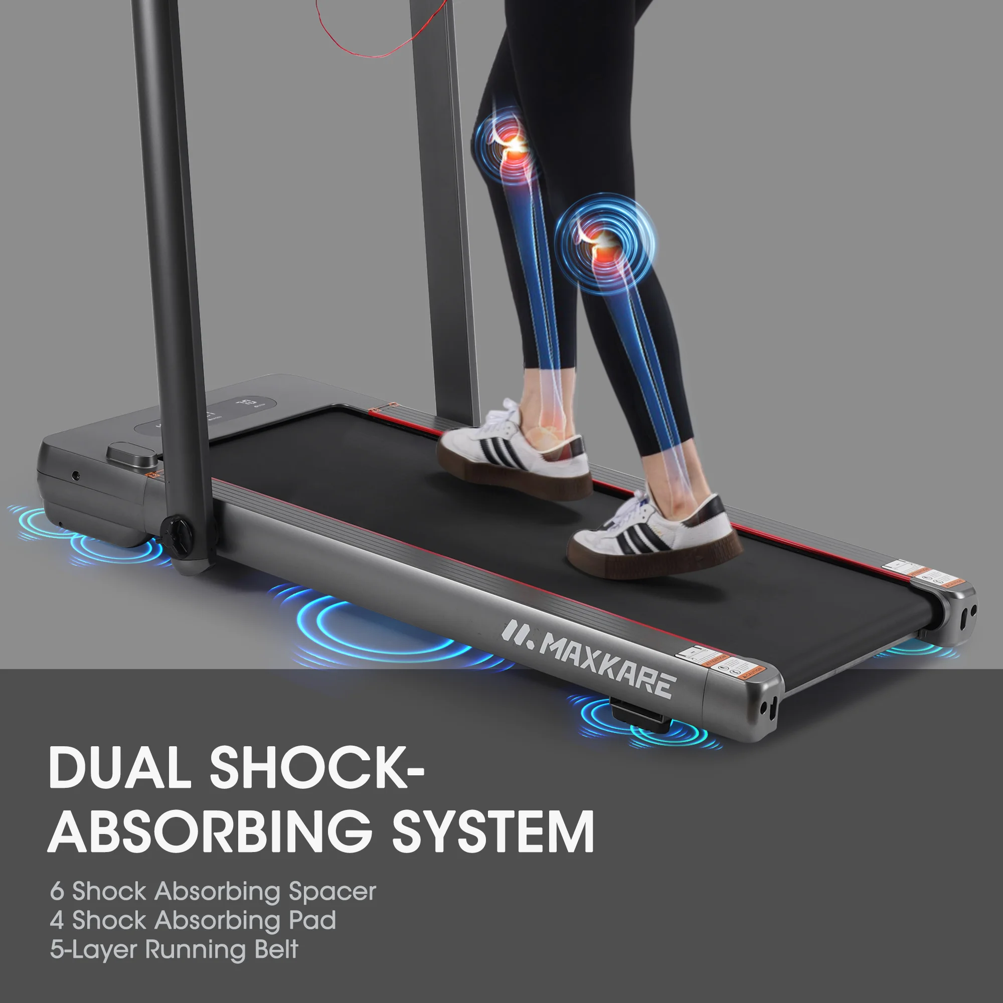 MaxKare Folding Treadmill 286LBS Capacity for Home, 3.0HP 9MPH Under Desk Walking Pad Treadmill with Bluetooth/Zwift App Compatible