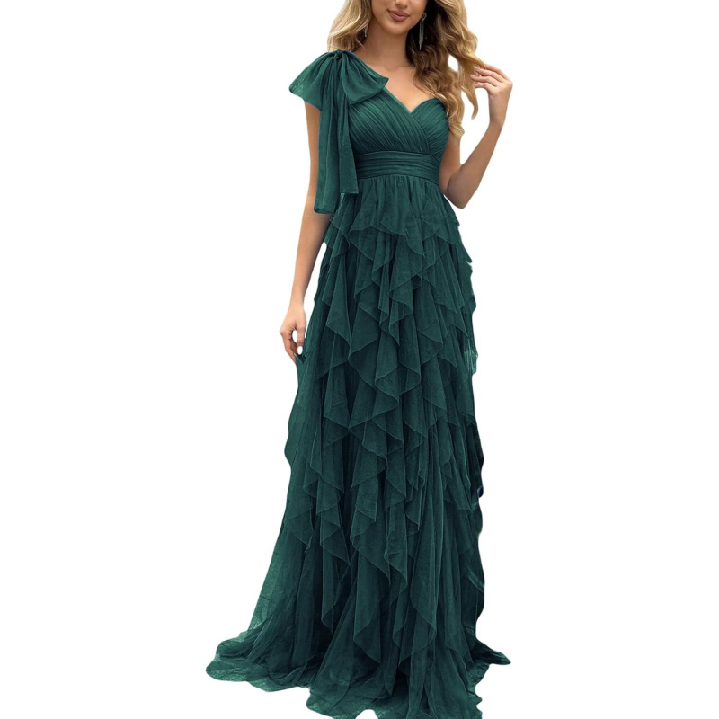 Summer Women Tulle Prom Dress Elegant Bow