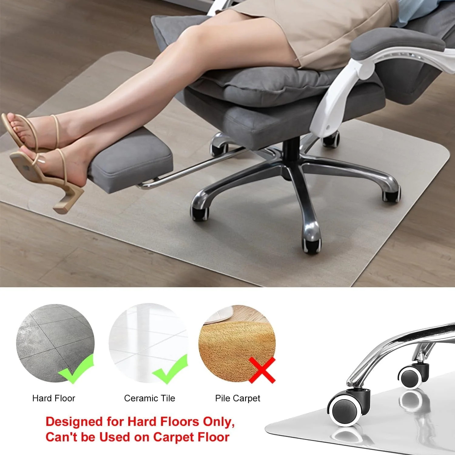 Kibhous Office Mat for Hardwood Floor, 36