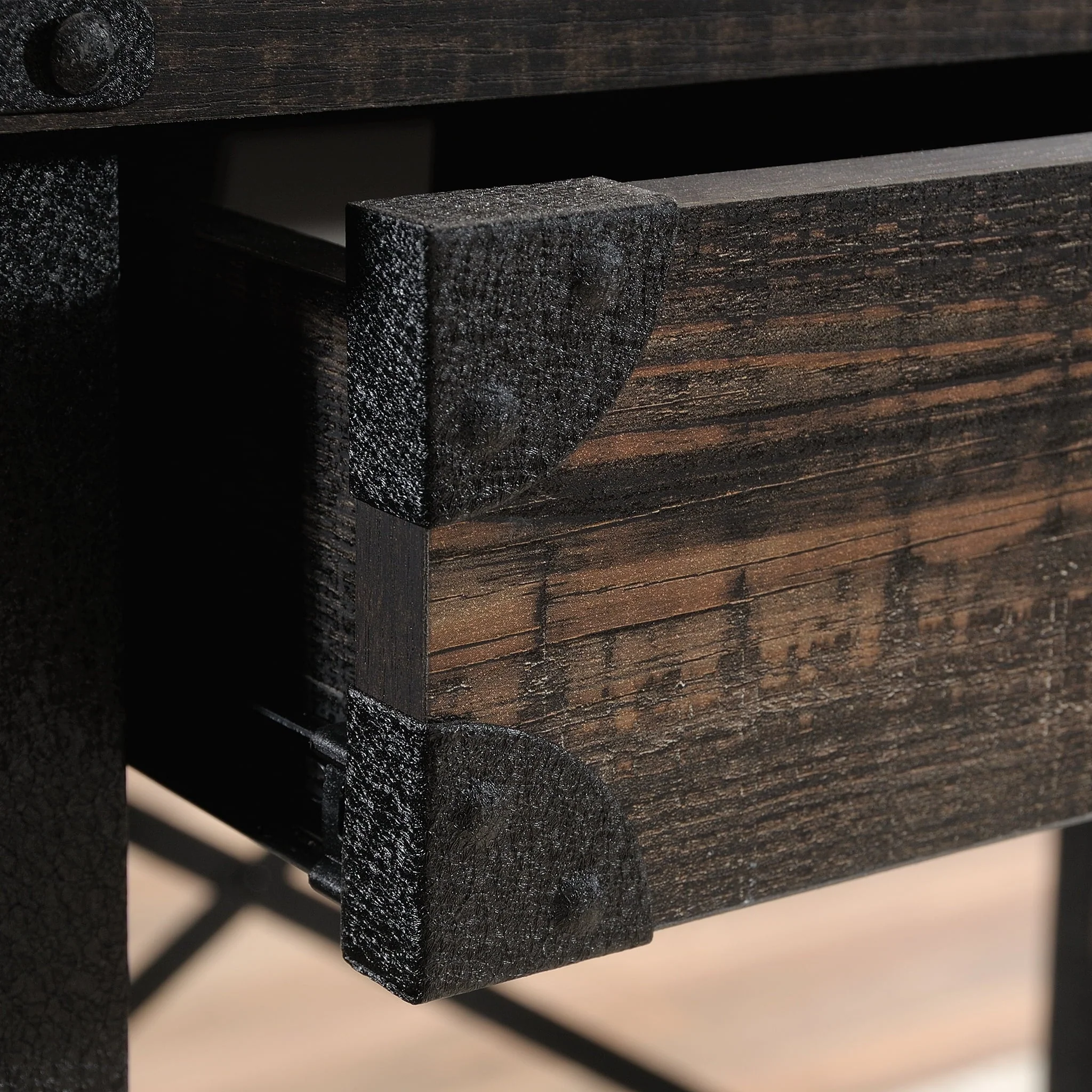 Sauder Steel River Desk, Carbon Oak Finish