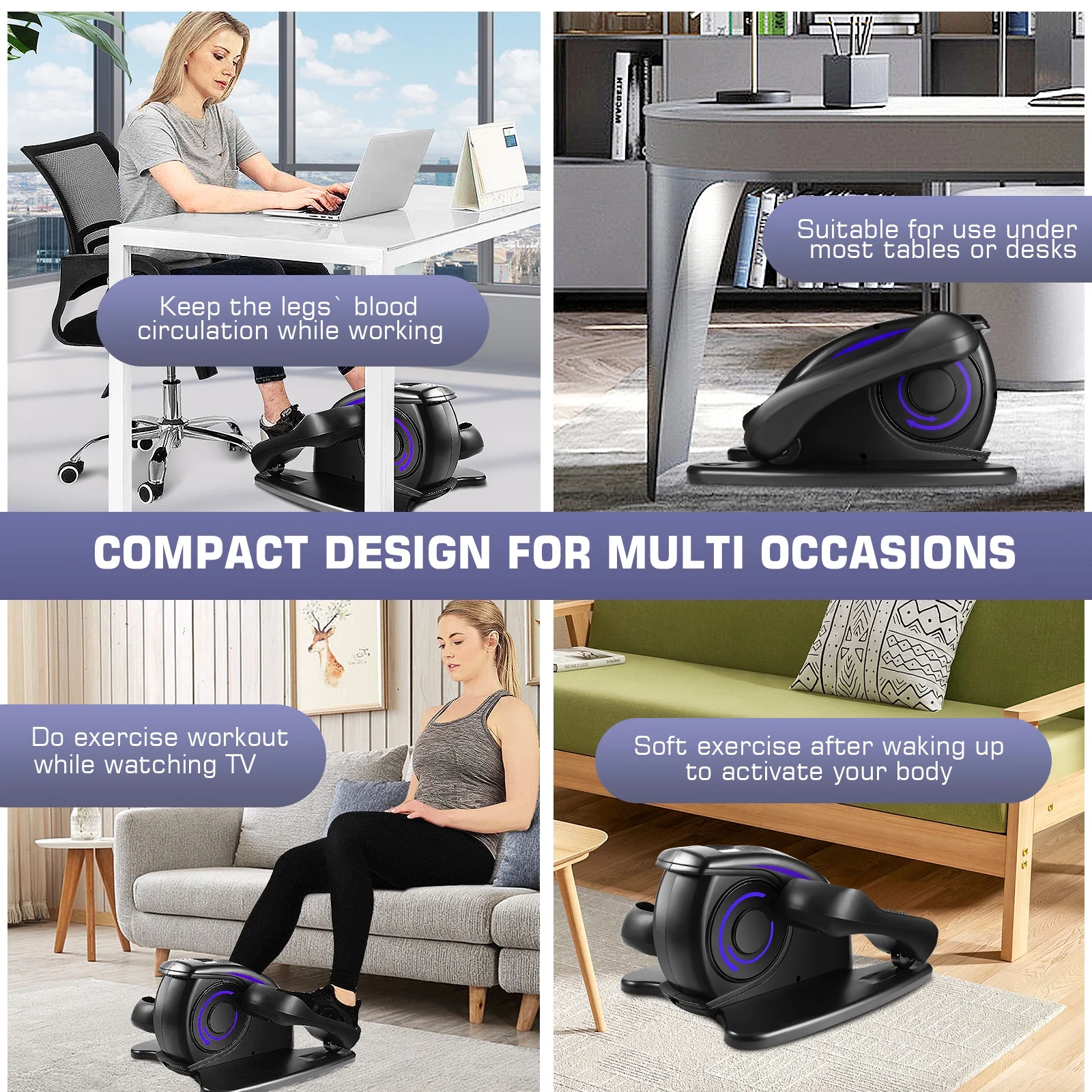 Elliptical Machine, Under Desk Elliptical with Remote Control, Quiet Home Ellipse Exerciser for Seniors