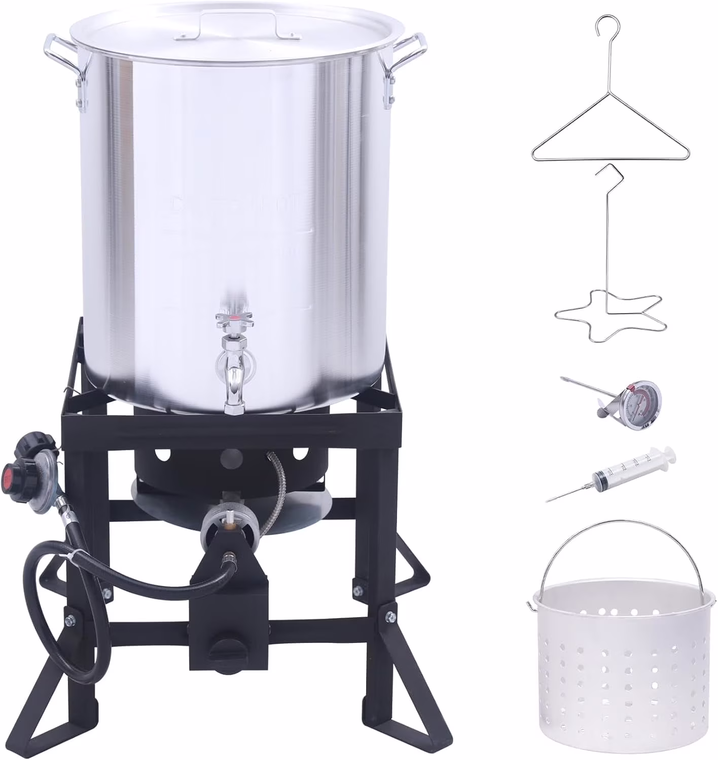 Red Mountain Valley Outdoor Propane Turkey Deep Fryer Set 30&10 Quart Fish Fryer with Basket, 50,000 BTU Burner, Large Seafood Boiler Kit, Outdoor Cooking for Frying, Boiling