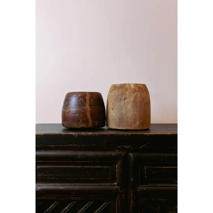 Vintage Hand-Carved Wooden Vessels | Solid Wood