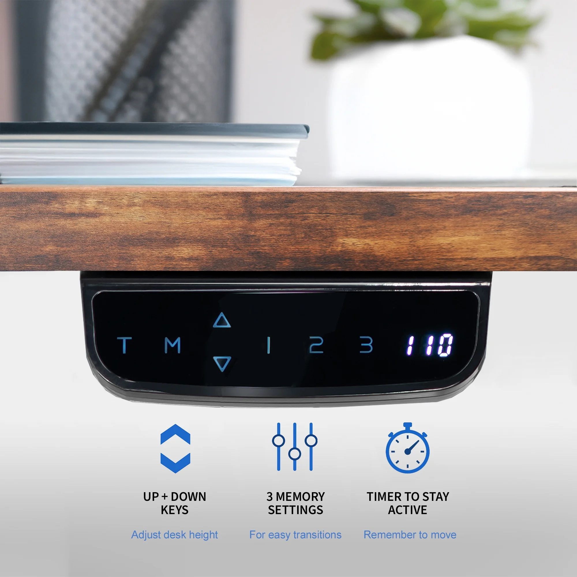 VIVO Reclaimed Wood / Black 63�?x 32�?Electric Height Adjustable Stand Up Desk